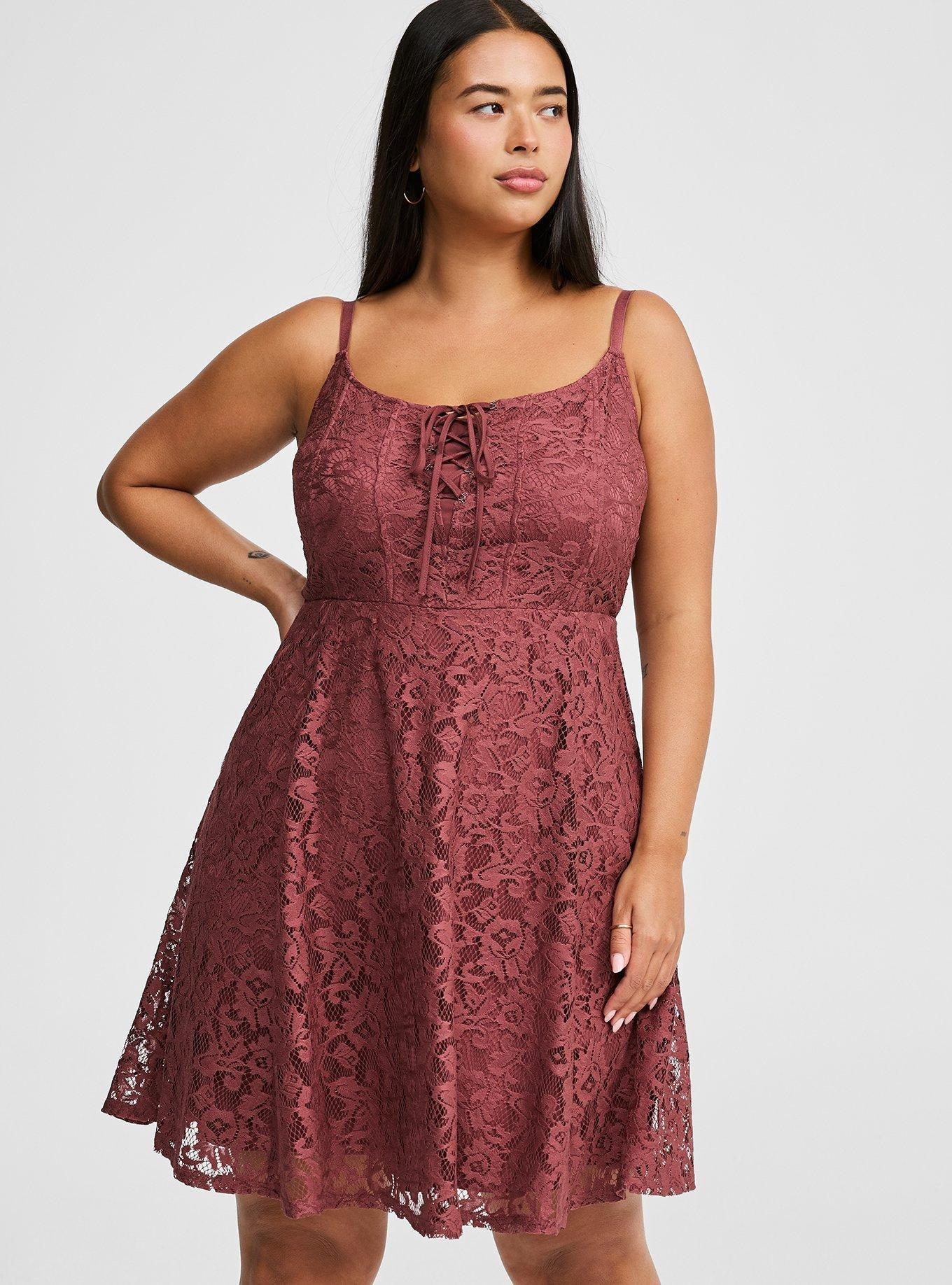 Mini Lace Detailed Up Skater Dress