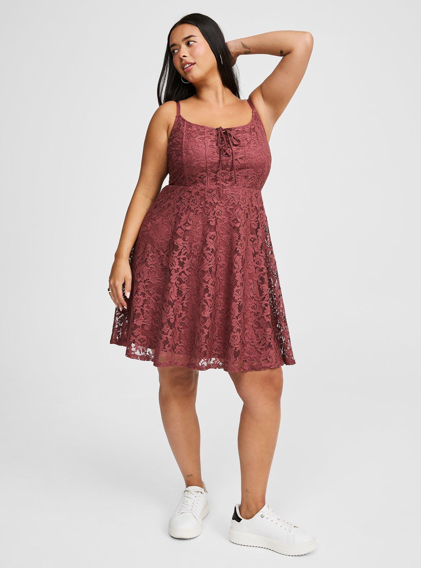 Mini Lace Detailed Up Skater Dress