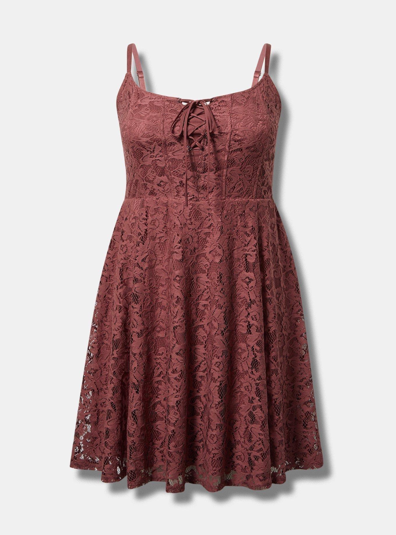 Mini Lace Detailed Up Skater Dress