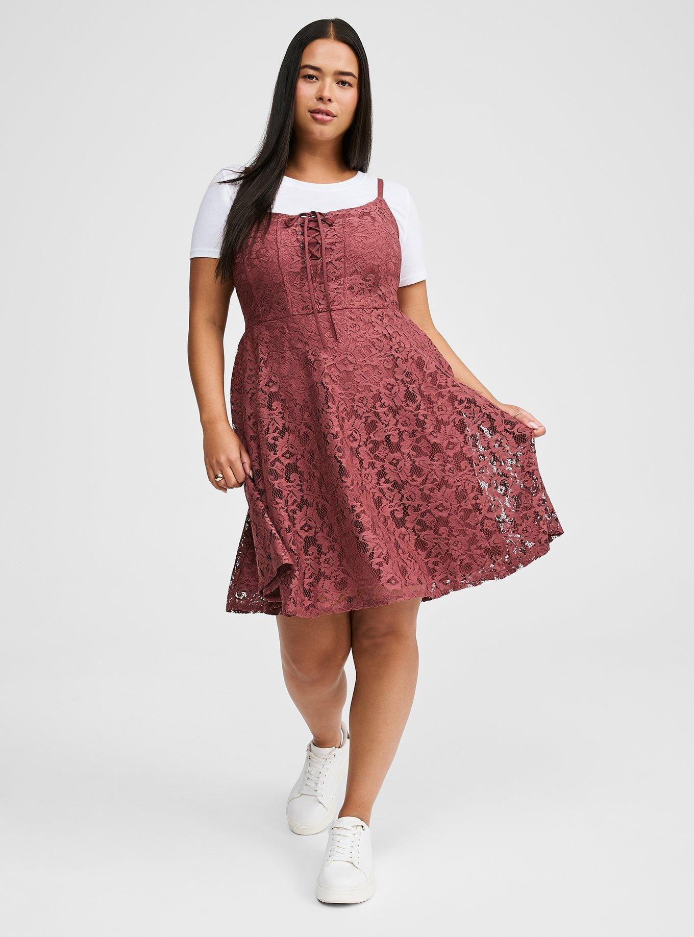 Mini Lace Detailed Up Skater Dress