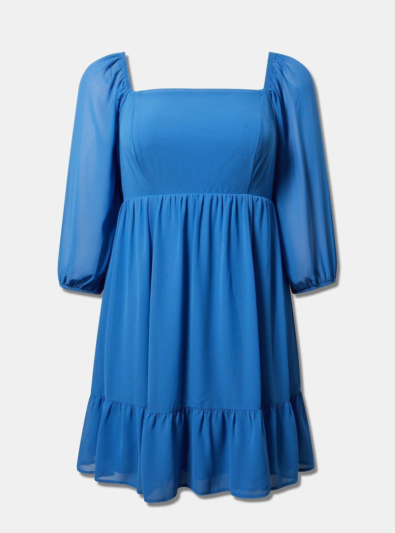 Mini Chiffon Square Neck Tiered Dress