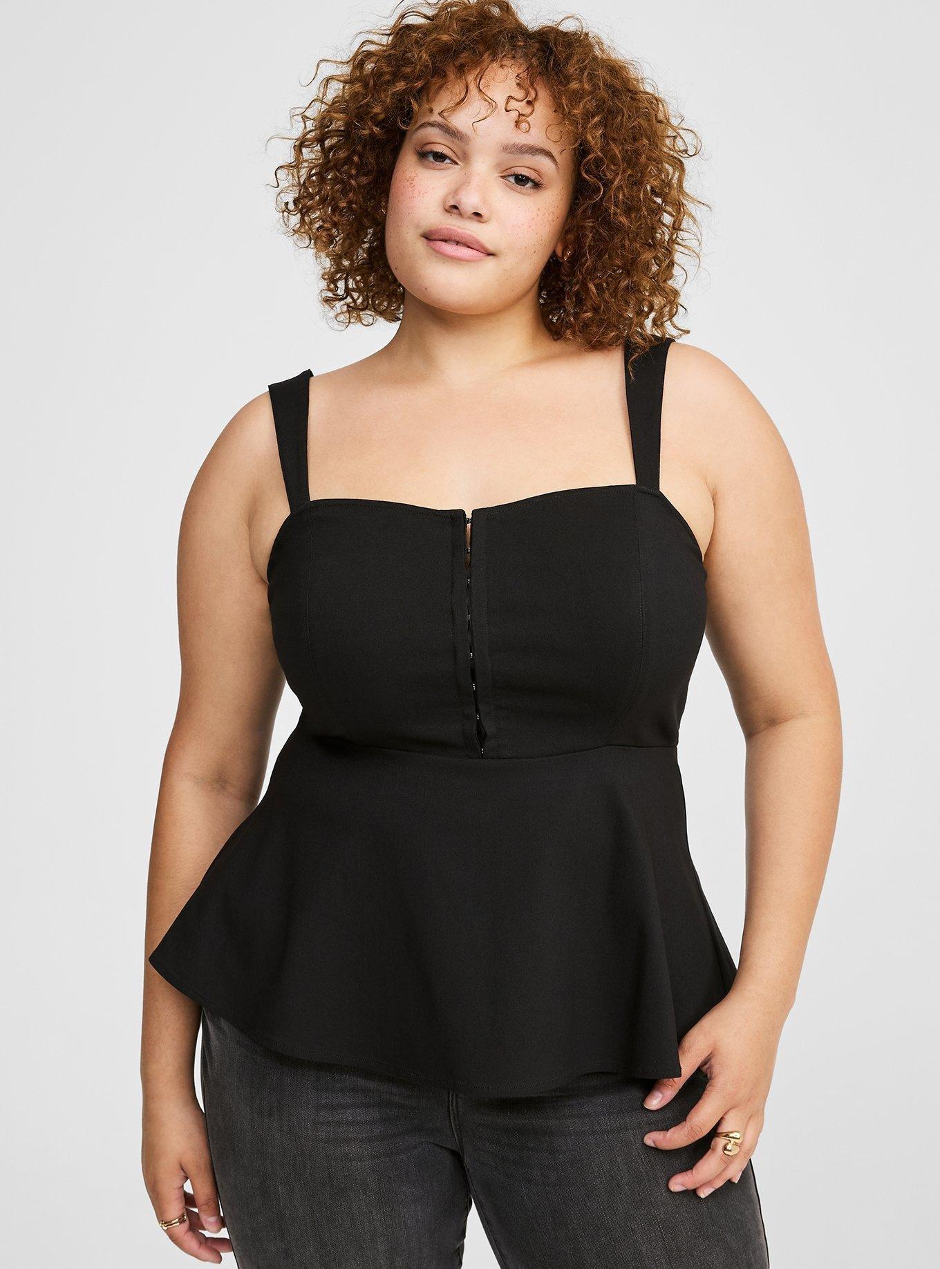 Bengaline Hook Eye Corset Top, DEEP BLACK, alternate