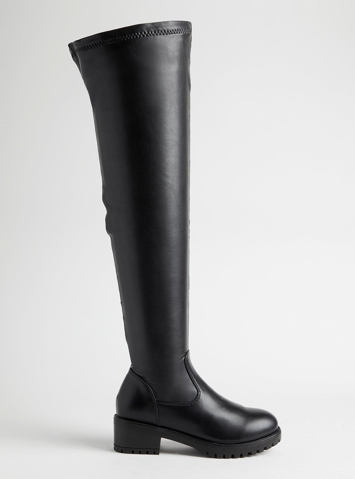 Flat Stretch Over The Knee Boot, BLACK, alternate