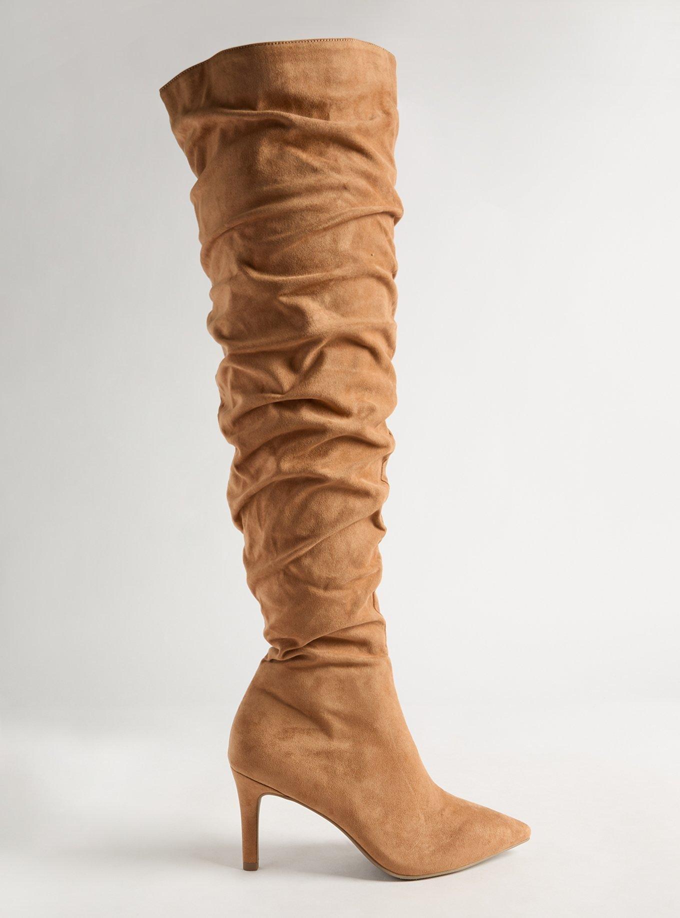 Over The Knee Scrunch Boot (WW) , TAN BEIGE, alternate