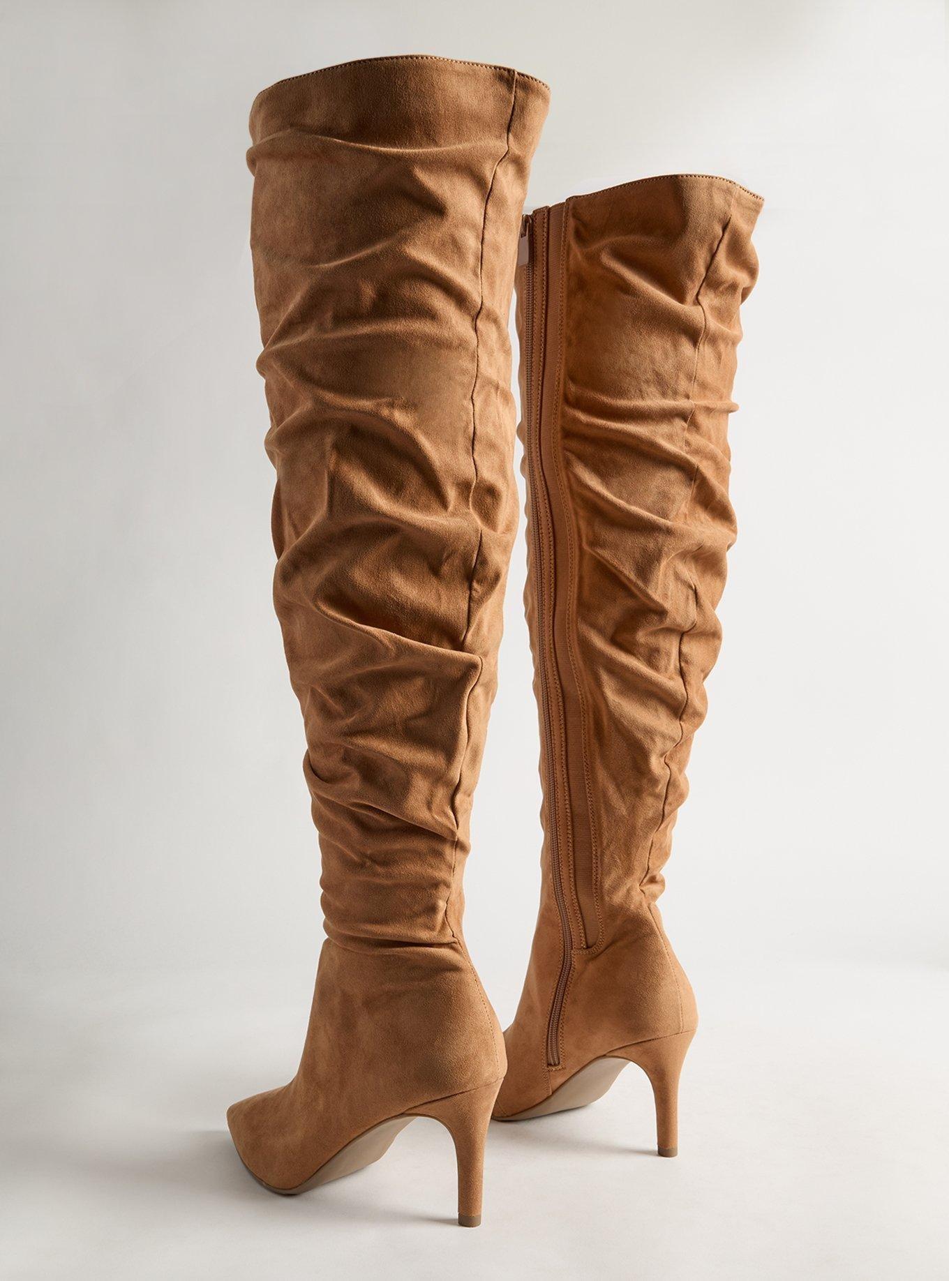 Over The Knee Scrunch Boot (WW) , TAN BEIGE, alternate