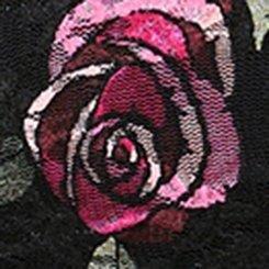 Sheer Stretch Lace Mock Neck Long Sleeve Top, SKETCHED ROSES FLORAL DEEP BLACK, swatch