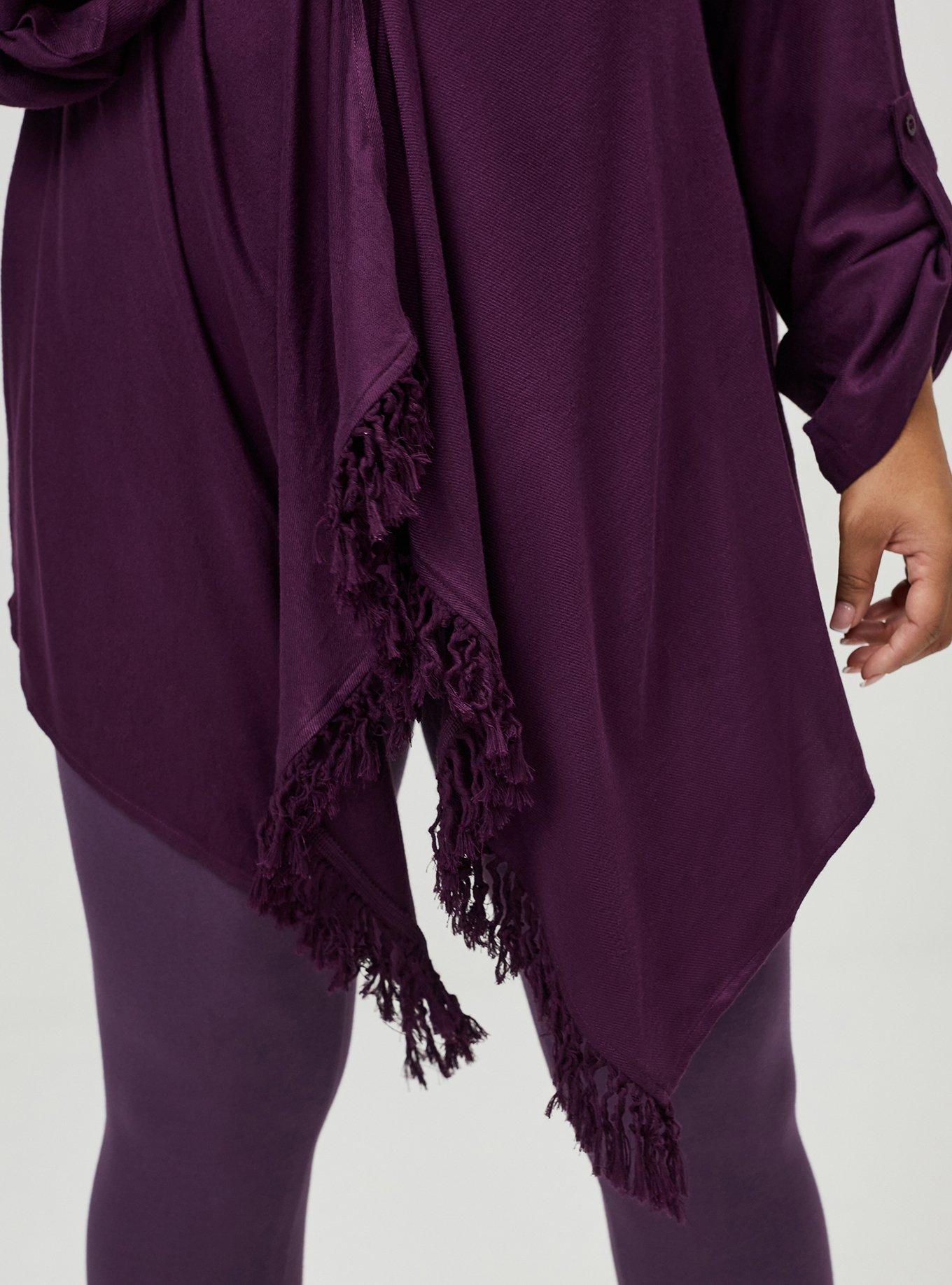 Plus Size Flannel Drape Front Cardigan, WINTER BLOOM, alternate