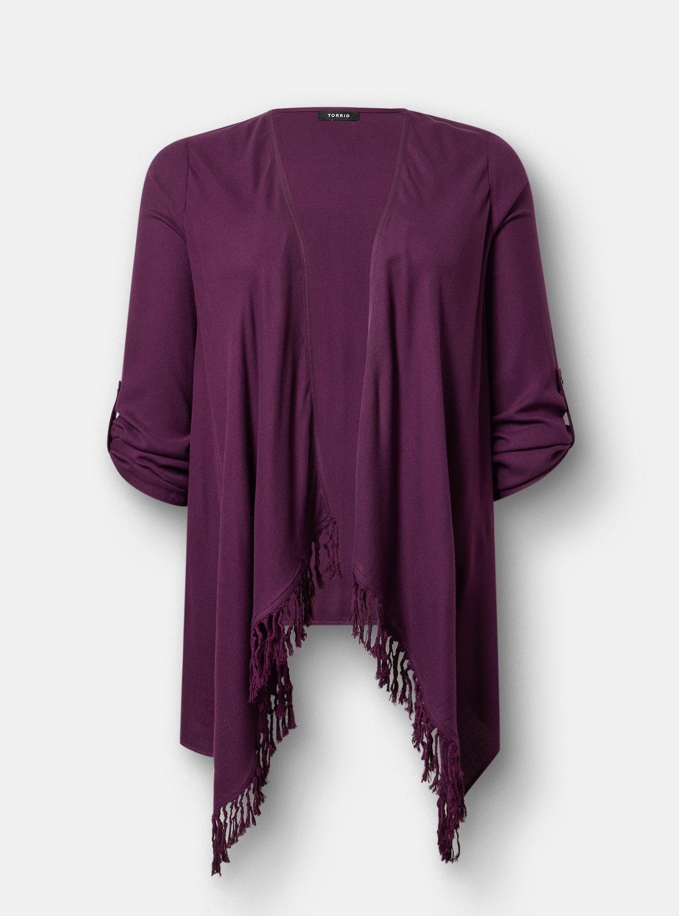 Plus Size Flannel Drape Front Kimono, WINTER BLOOM, flat
