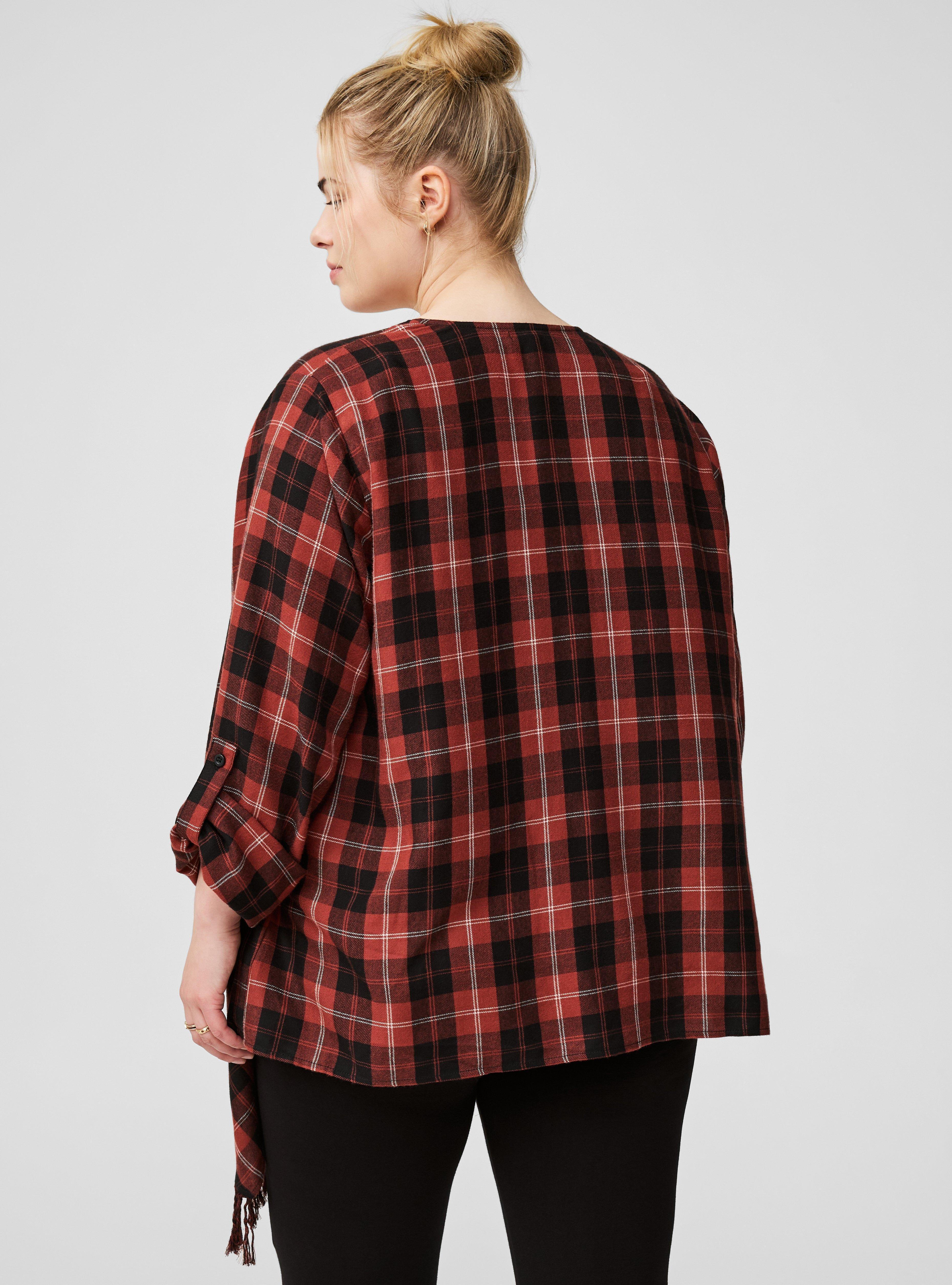 Brushed Flannel Drape Front Kimono