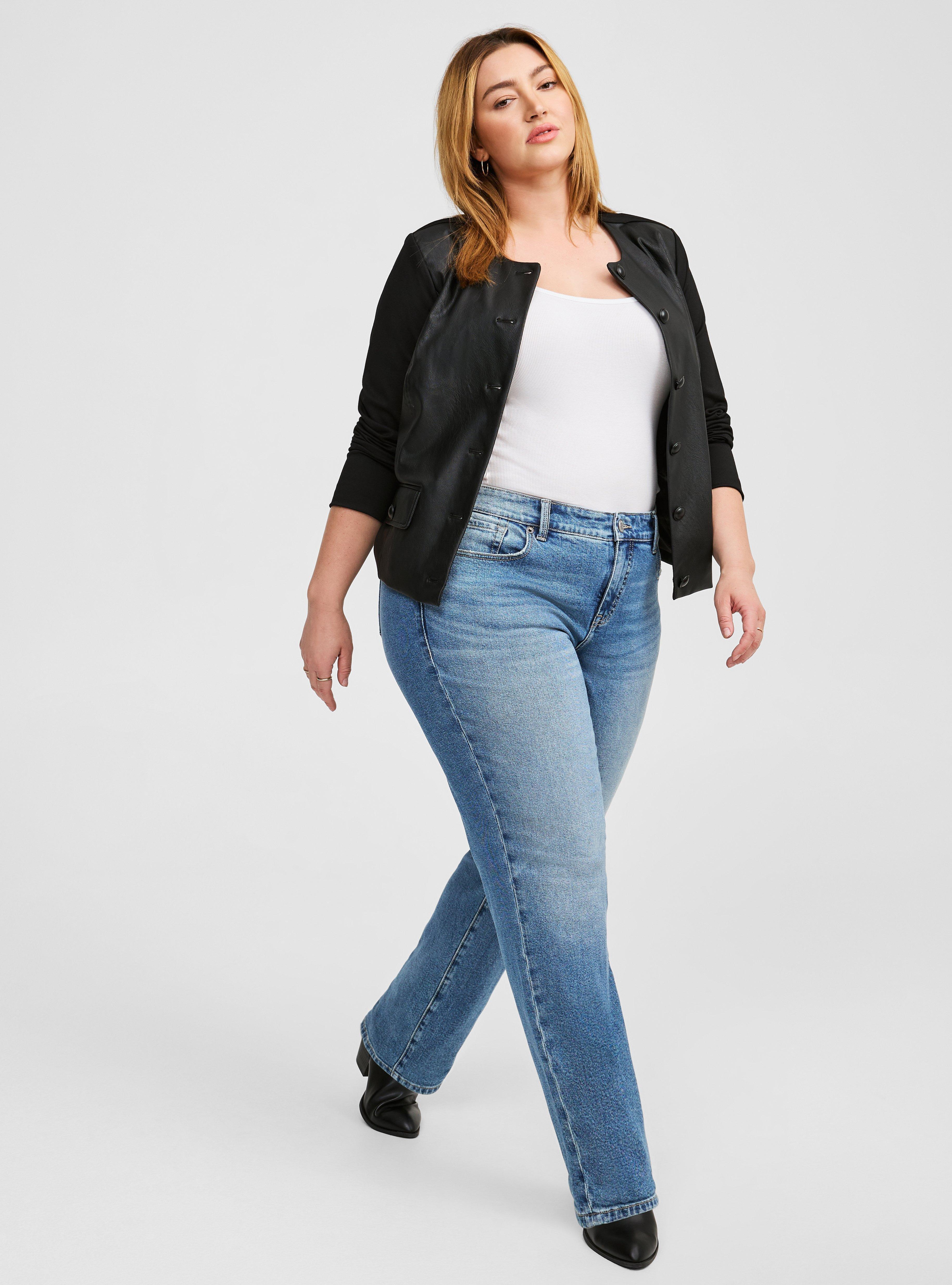 Faux Leather Ponte Sleeve Crop Jacket