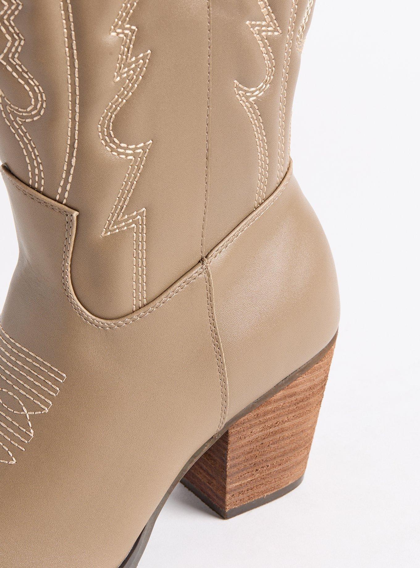 Classic Knee-High Cowboy Boots For Women - Slip-On Round Toe Low Heel Boots, Warm & Wide Calf Friendly