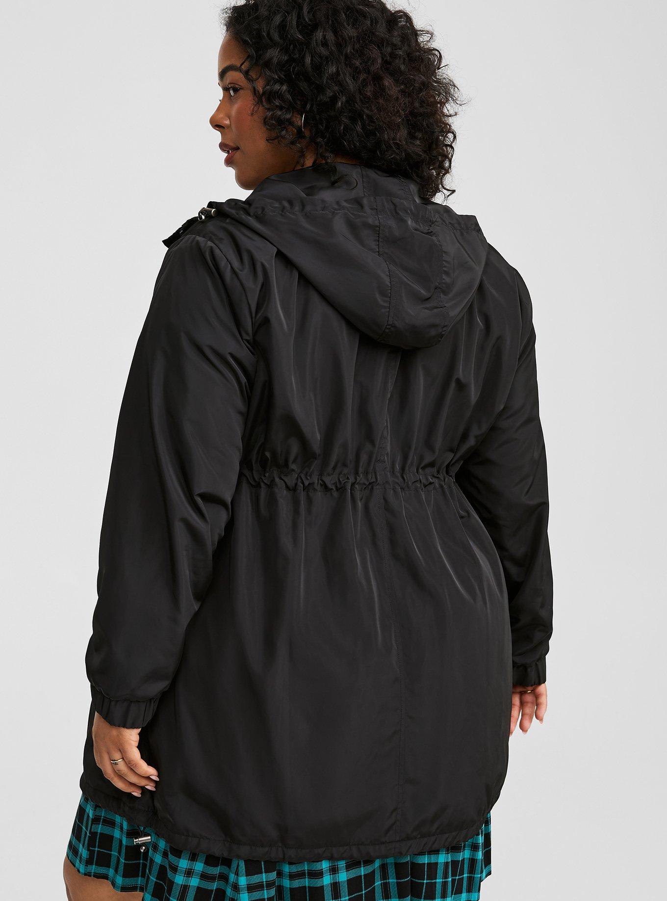 Fur Lined Rain Jacket, DEEP BLACK, alternate