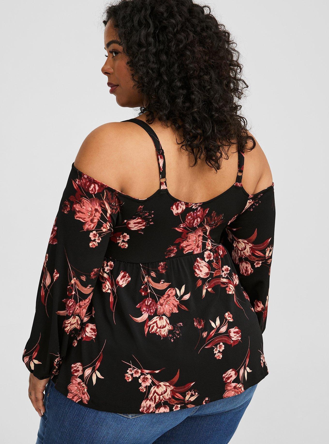 Studio Crepe Lace Up Off Shoulder Peplum Top