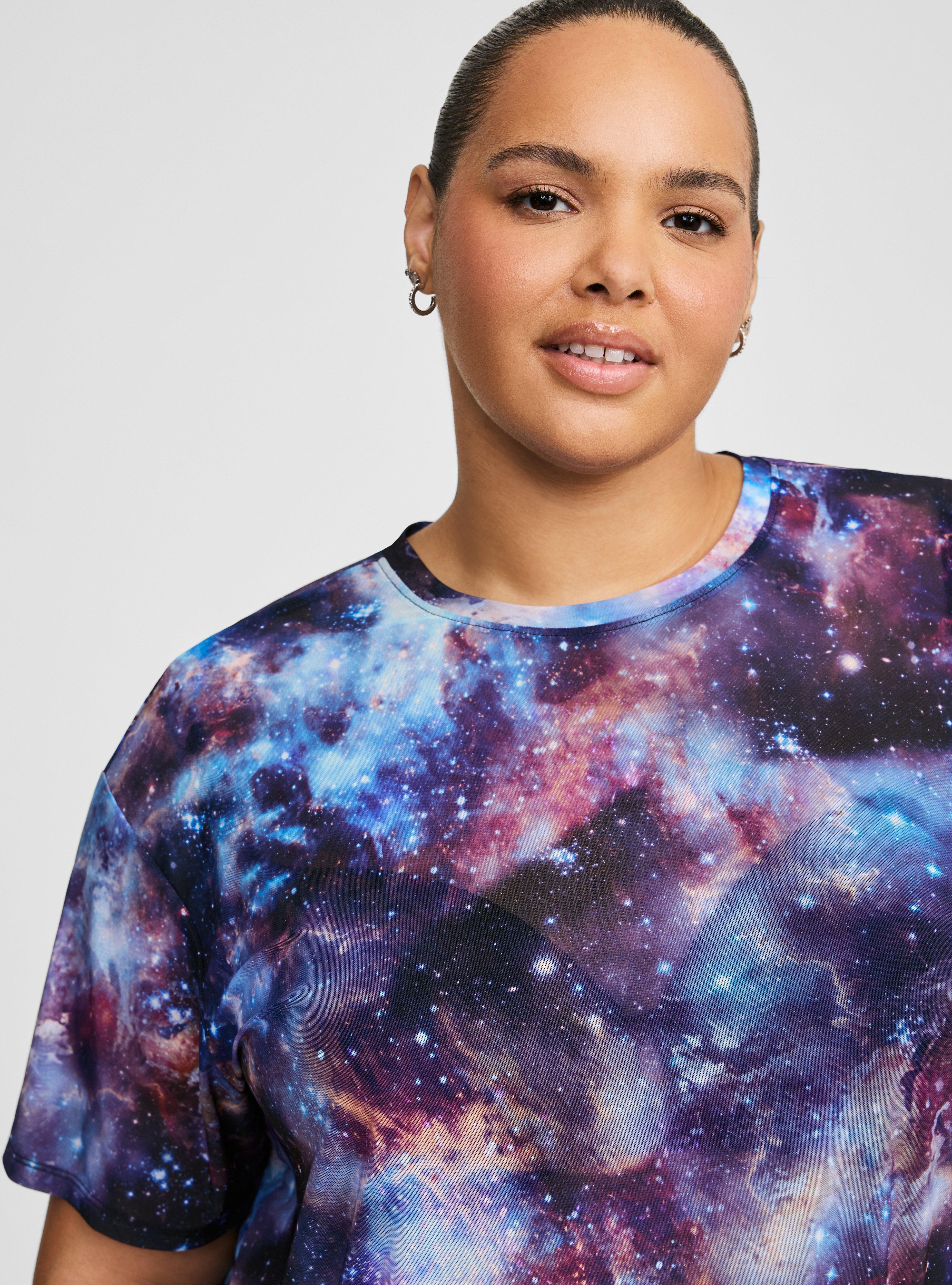 Stretch Mesh Crew Neck Relaxed Tee, GALACTIC, alternate