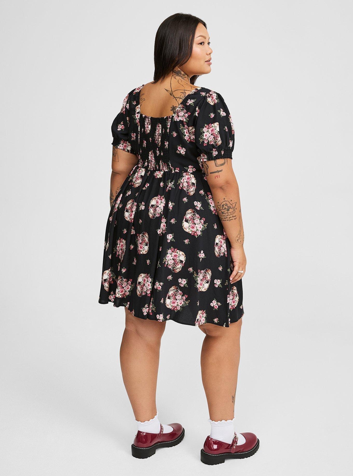 Mini Challis Hook And Eye Skater Dress