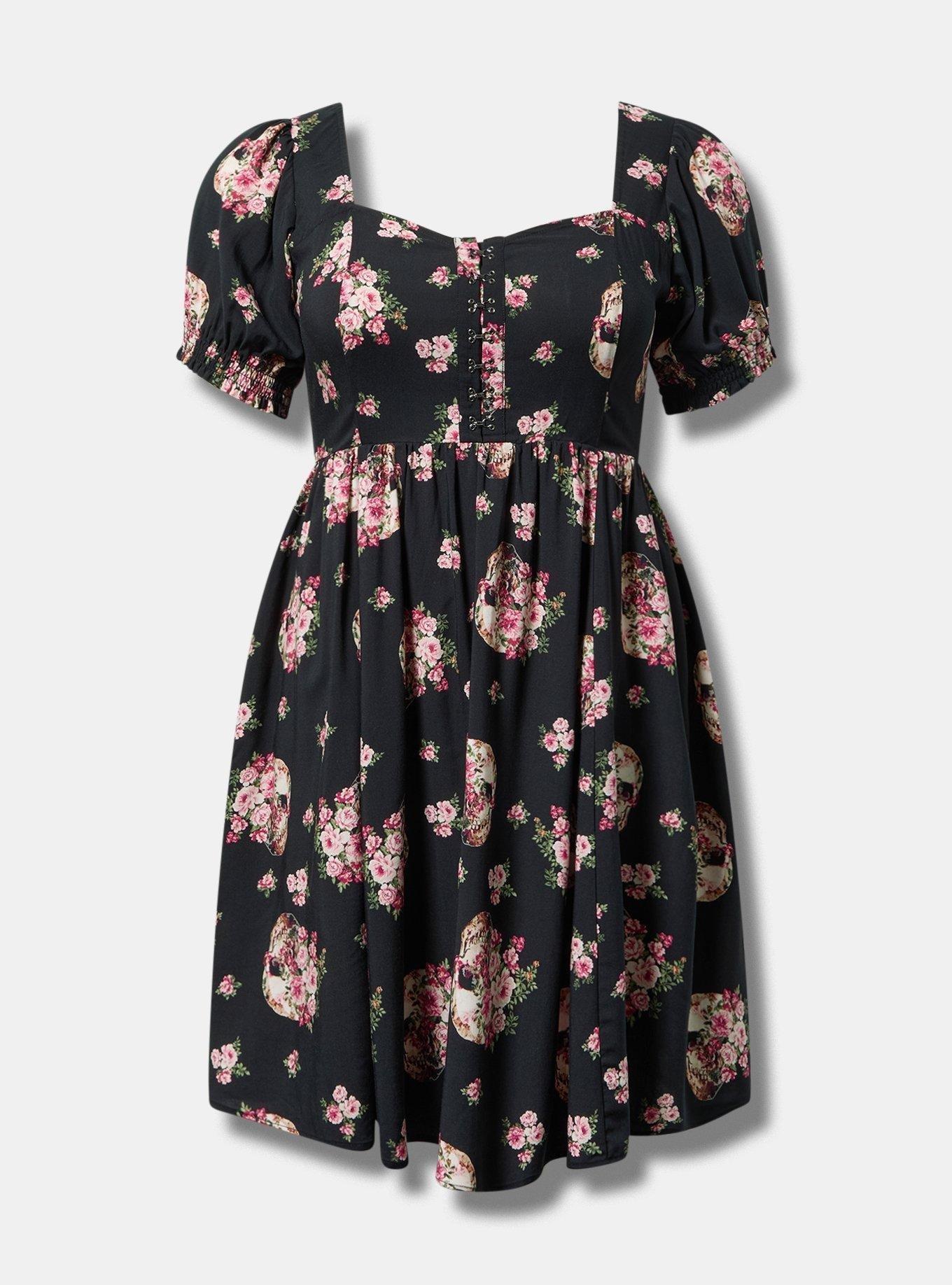 Mini Challis Hook And Eye Skater Dress