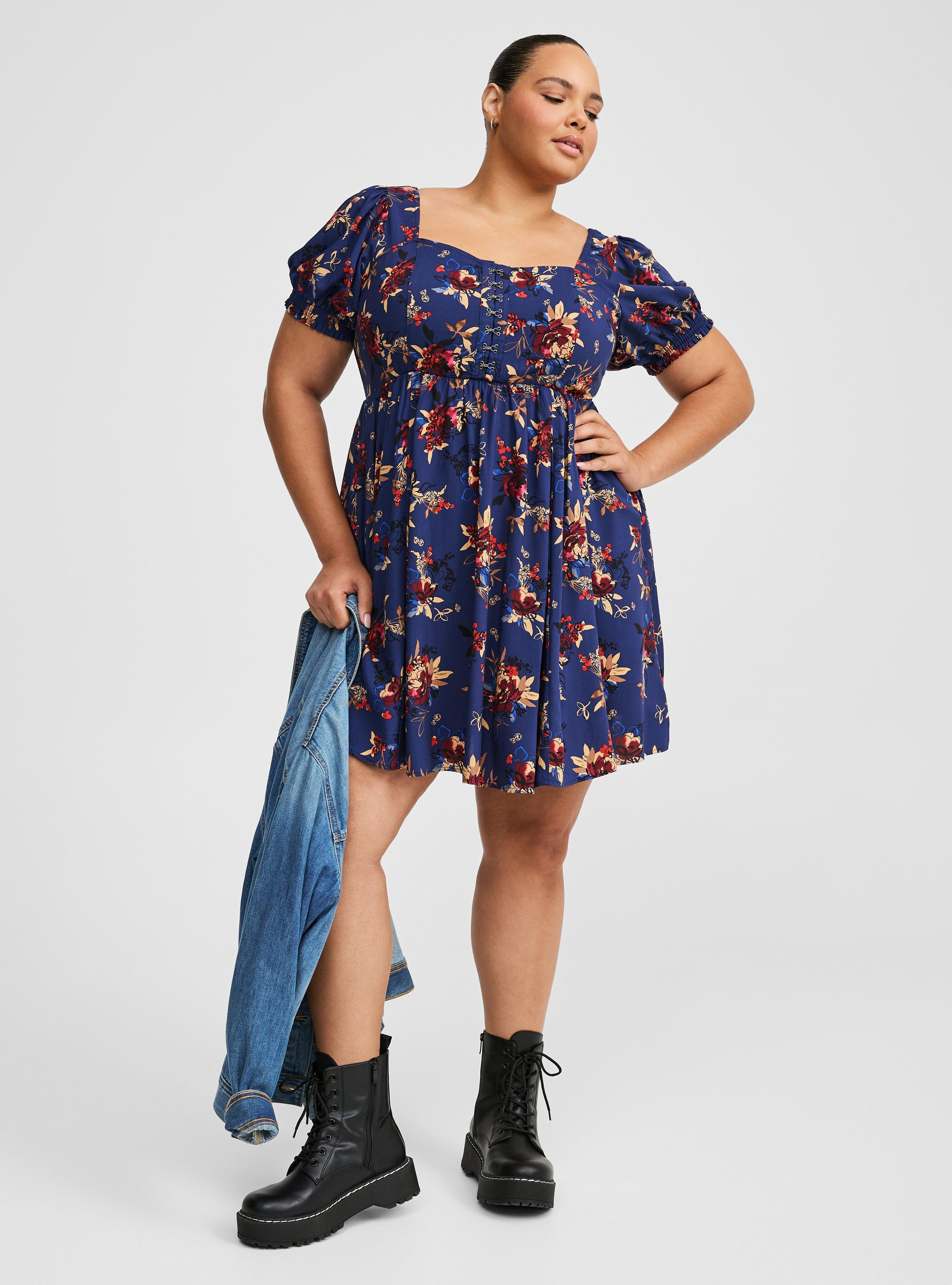 Mini Challis Hook And Eye Skater Dress