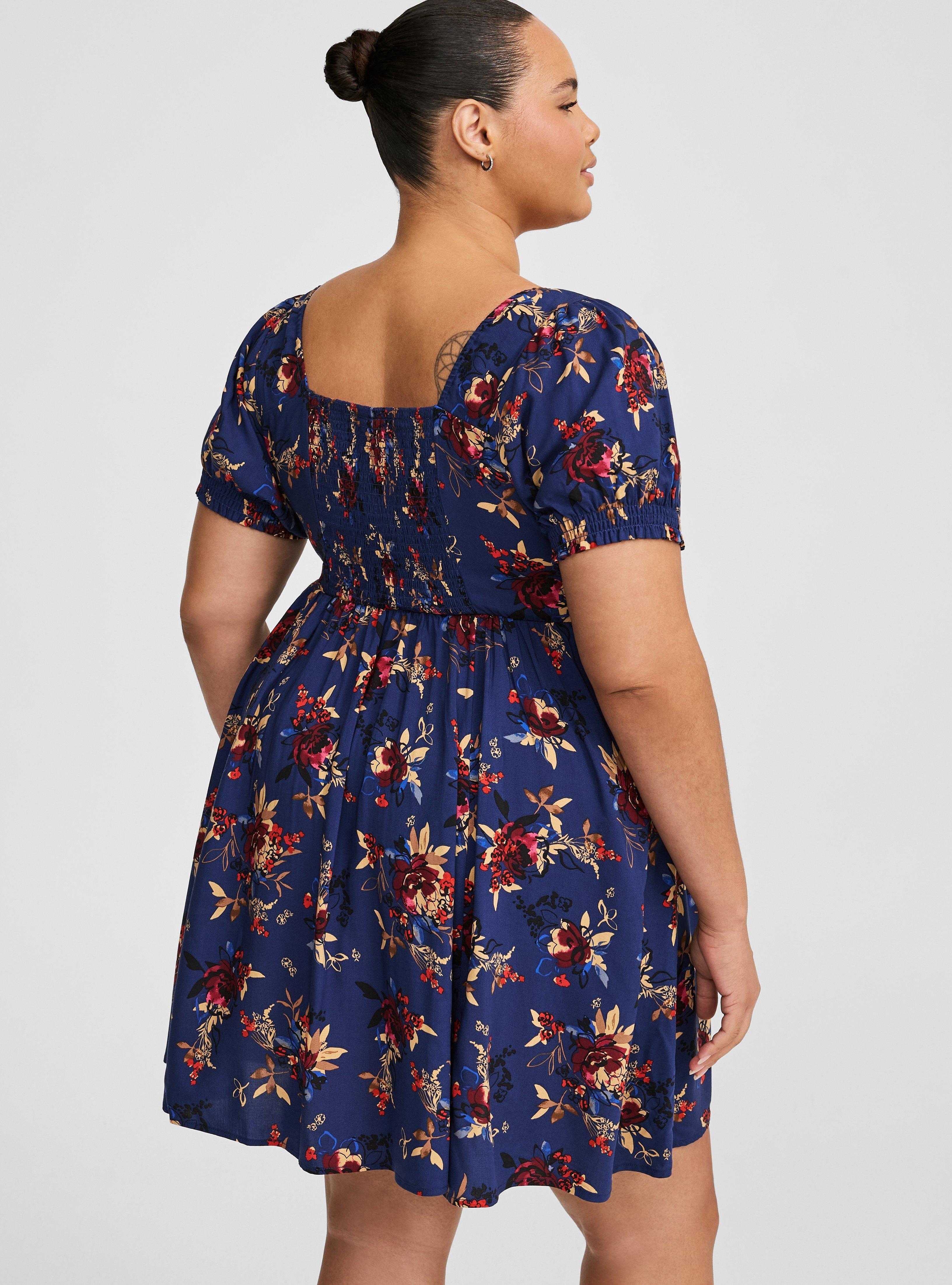 Mini Challis Hook And Eye Skater Dress