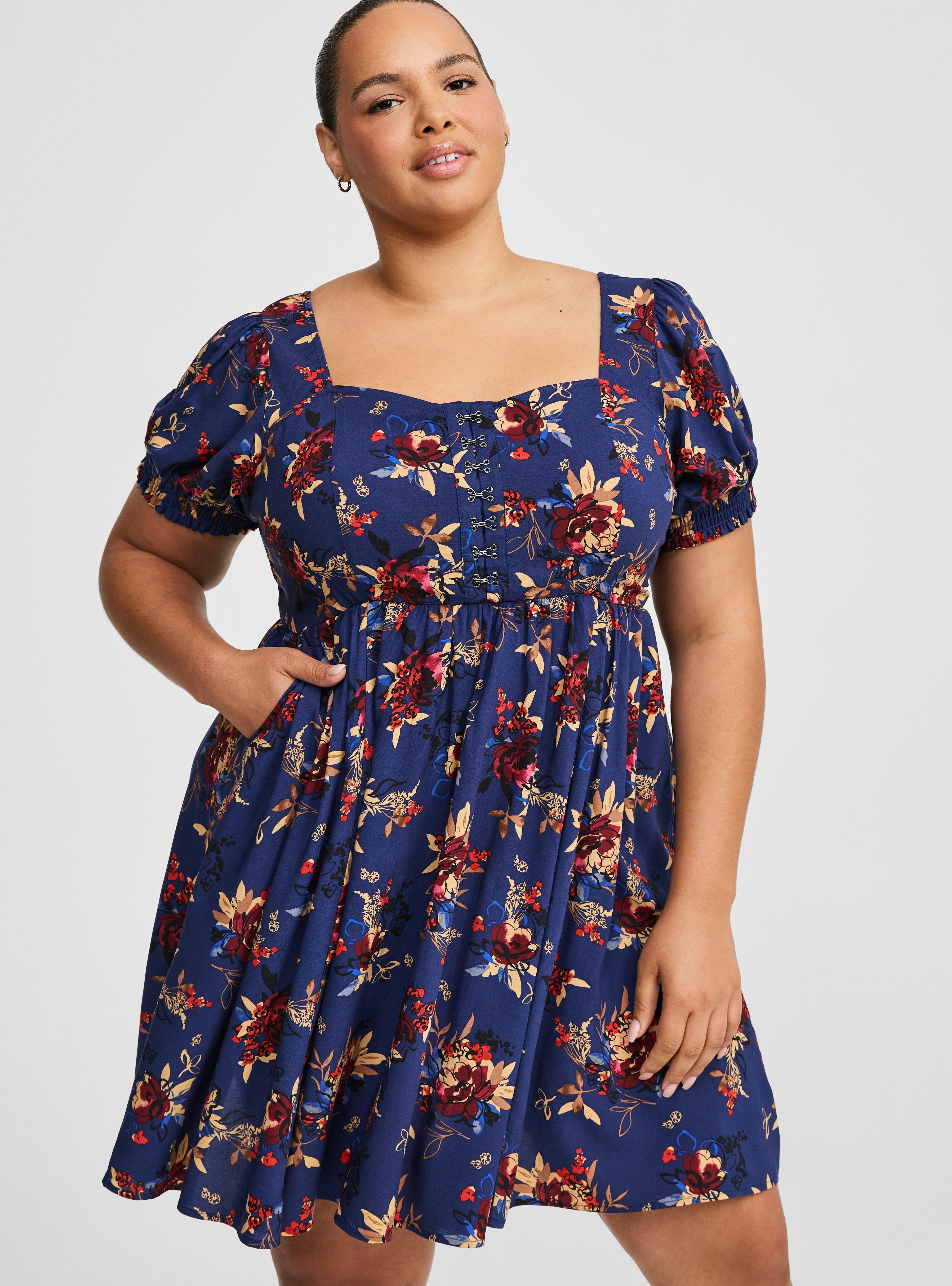 Mini Challis Hook And Eye Skater Dress