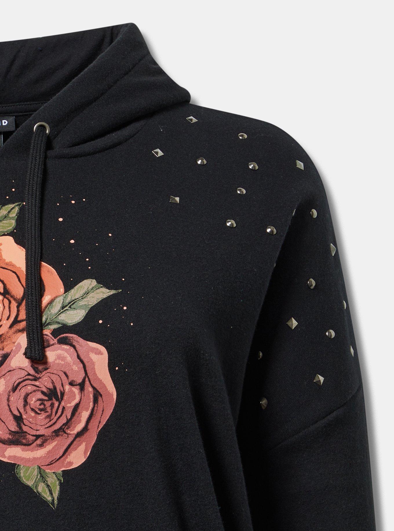 Mystic Moon Relaxed Fit Cozy Fleece Studded Hoodie