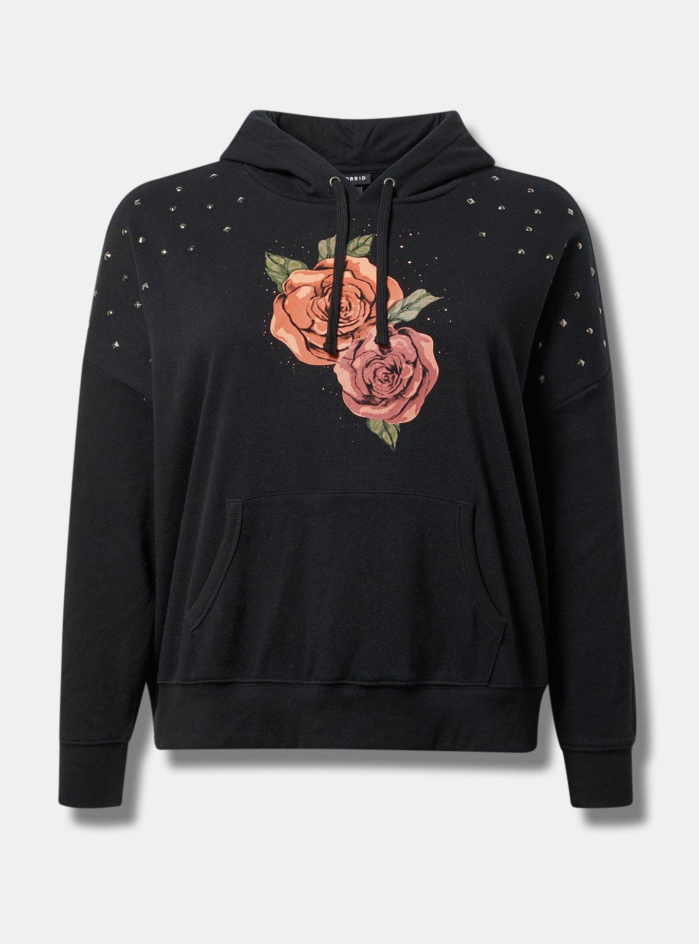 Mystic Moon Relaxed Fit Cozy Fleece Studded Hoodie