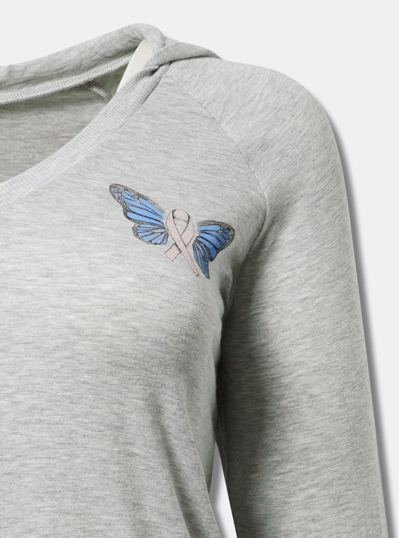 BCA Butterfly Floral Classic Fit Vintage Slub Hoodie Tee, MEDIUM HEATHER GREY, alternate