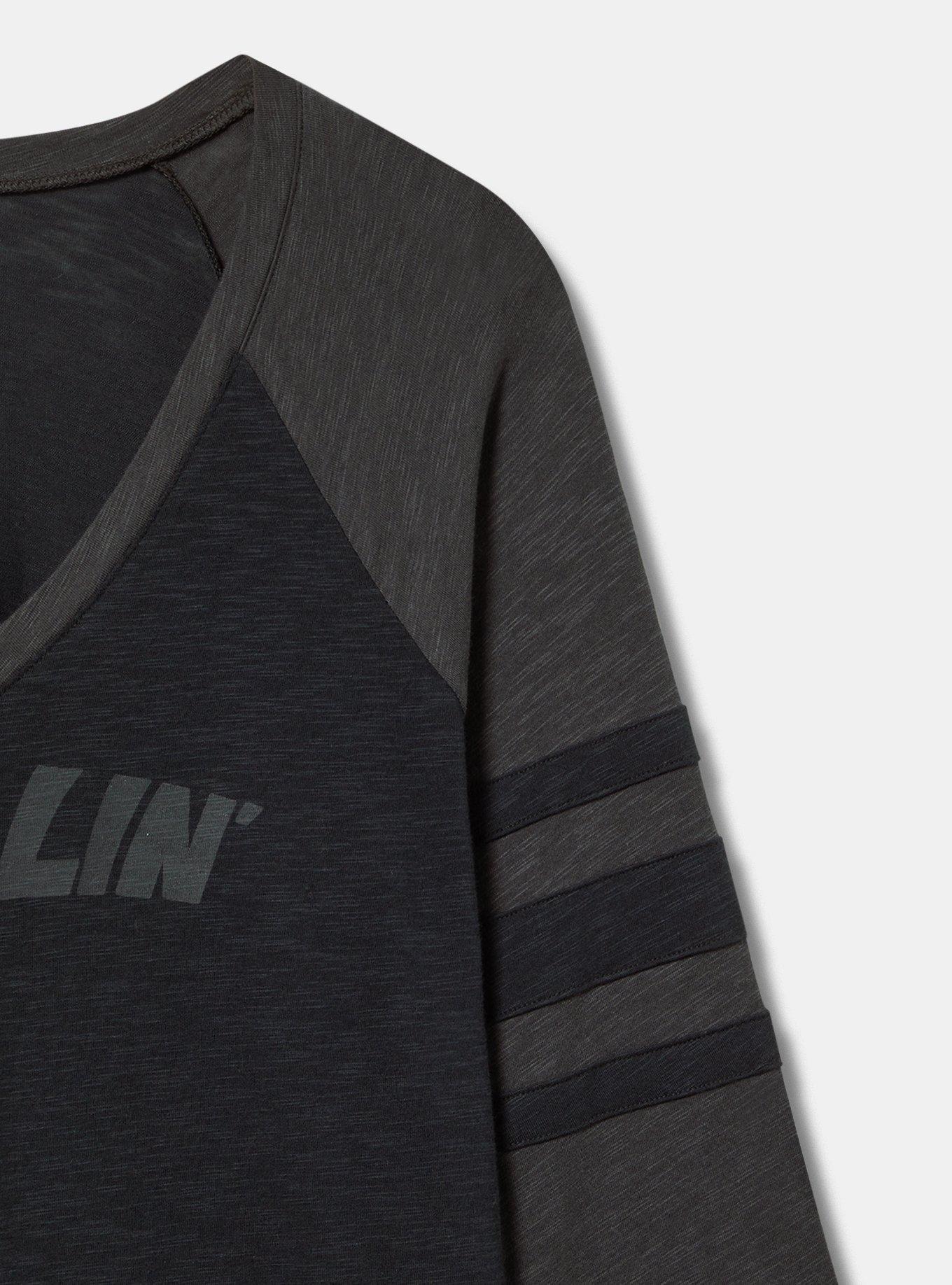 Killin' It Classic Fit Vintage Slub Varsity V-Neck Tee, ANTHRACITE, alternate