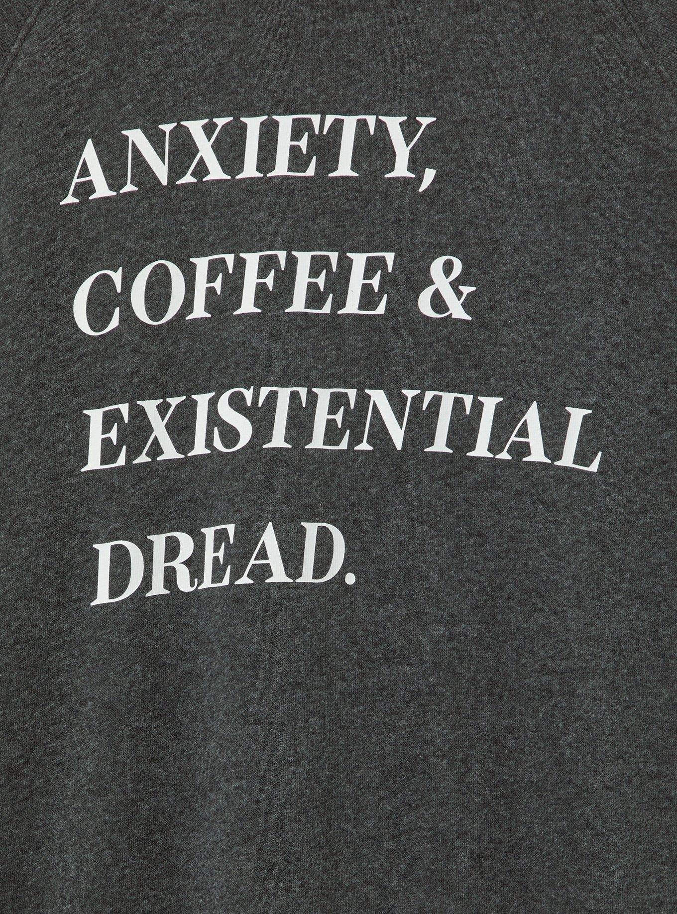 Anxiety Dread Cozy Fleece Tunic Sweatshirt , CHARCOAL HEATHER GREY, alternate