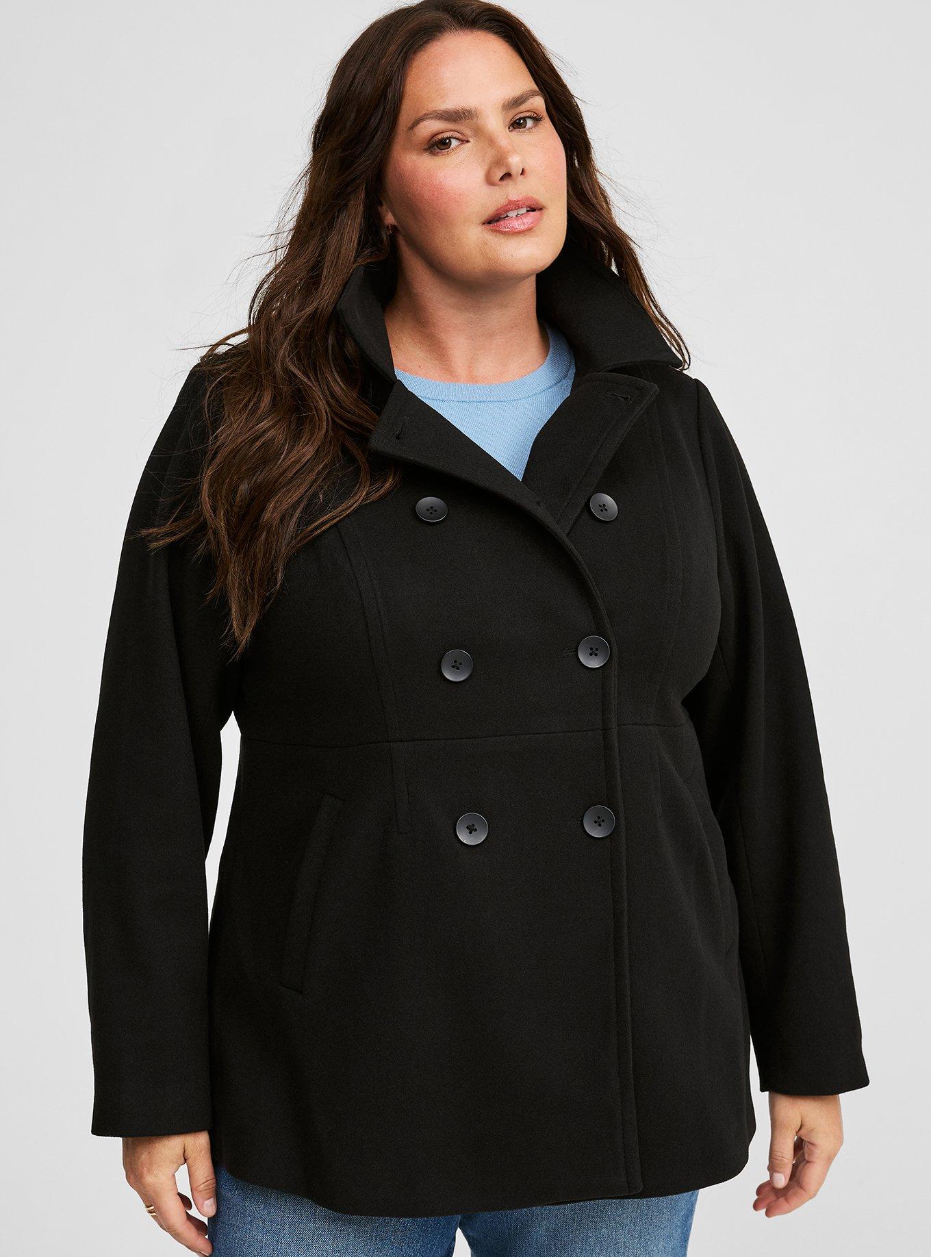 Double Breasted Peacoat, DEEP BLACK, alternate