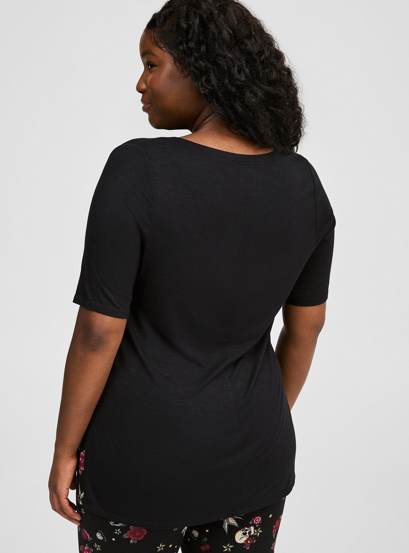 Super Soft Slub Henley Tunic, DEEP BLACK, alternate