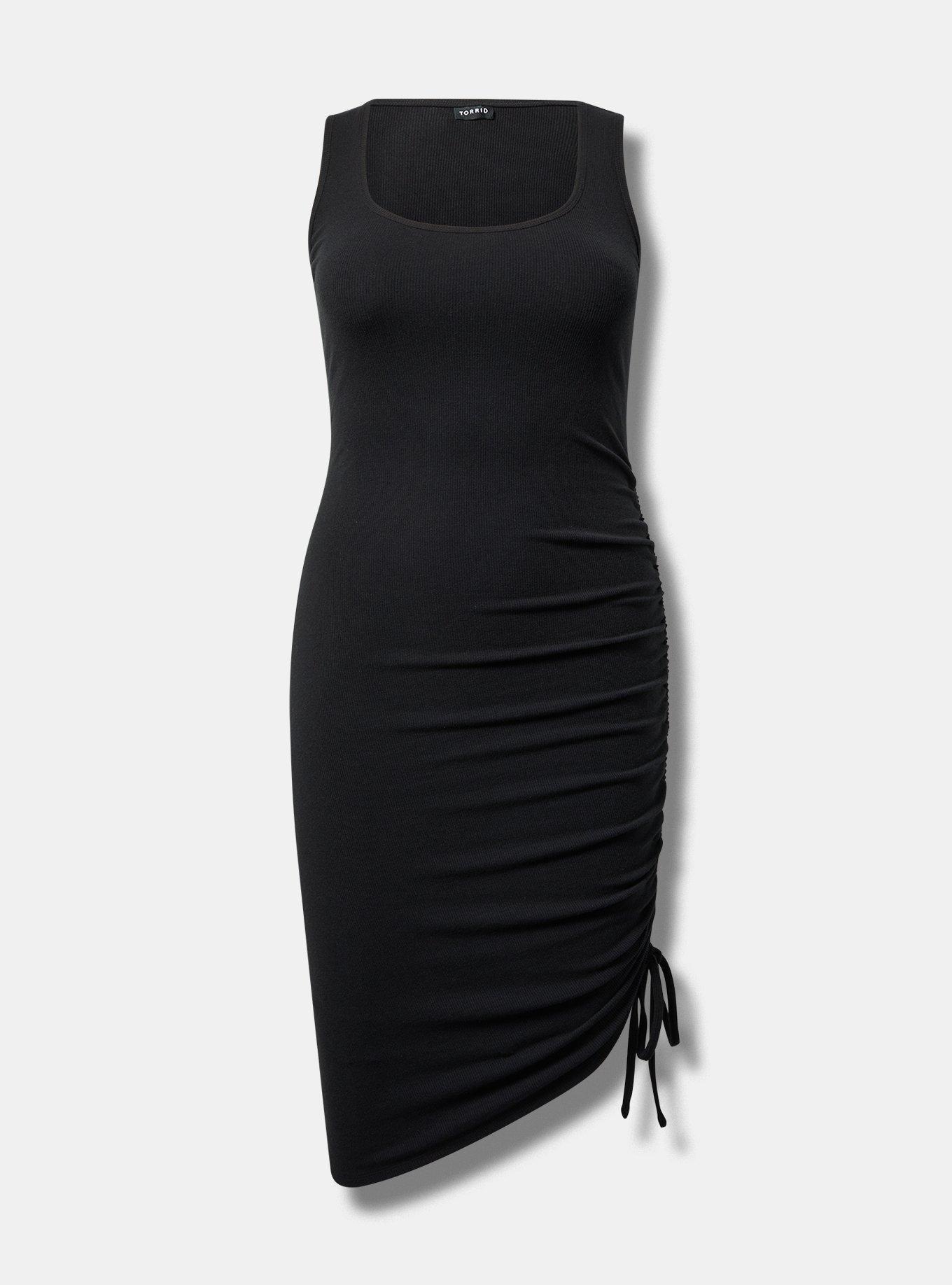 Midi Asymmetrical Rib Scoop Neck Dress