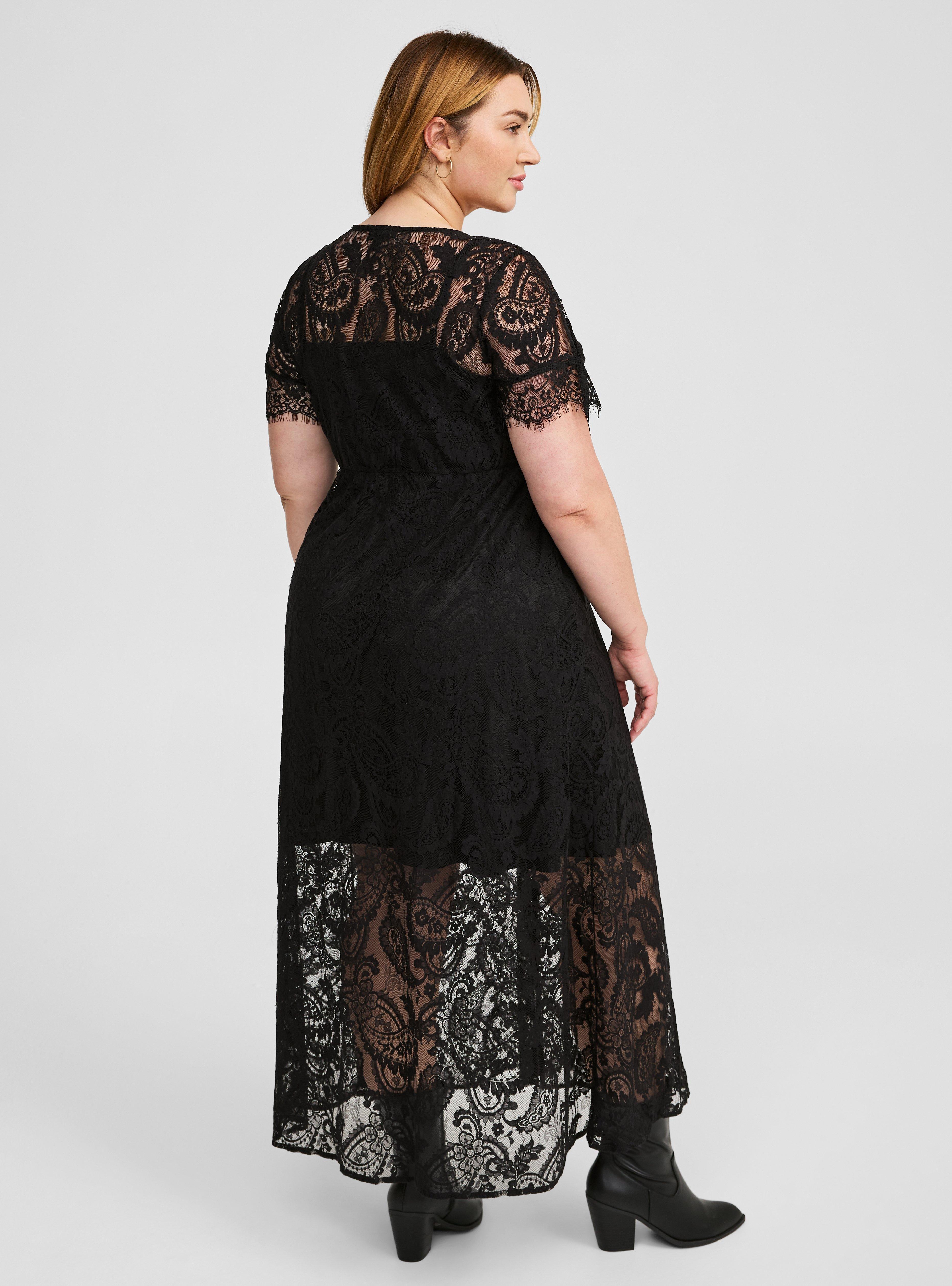 Maxi Lace Button Front A-Line Dress