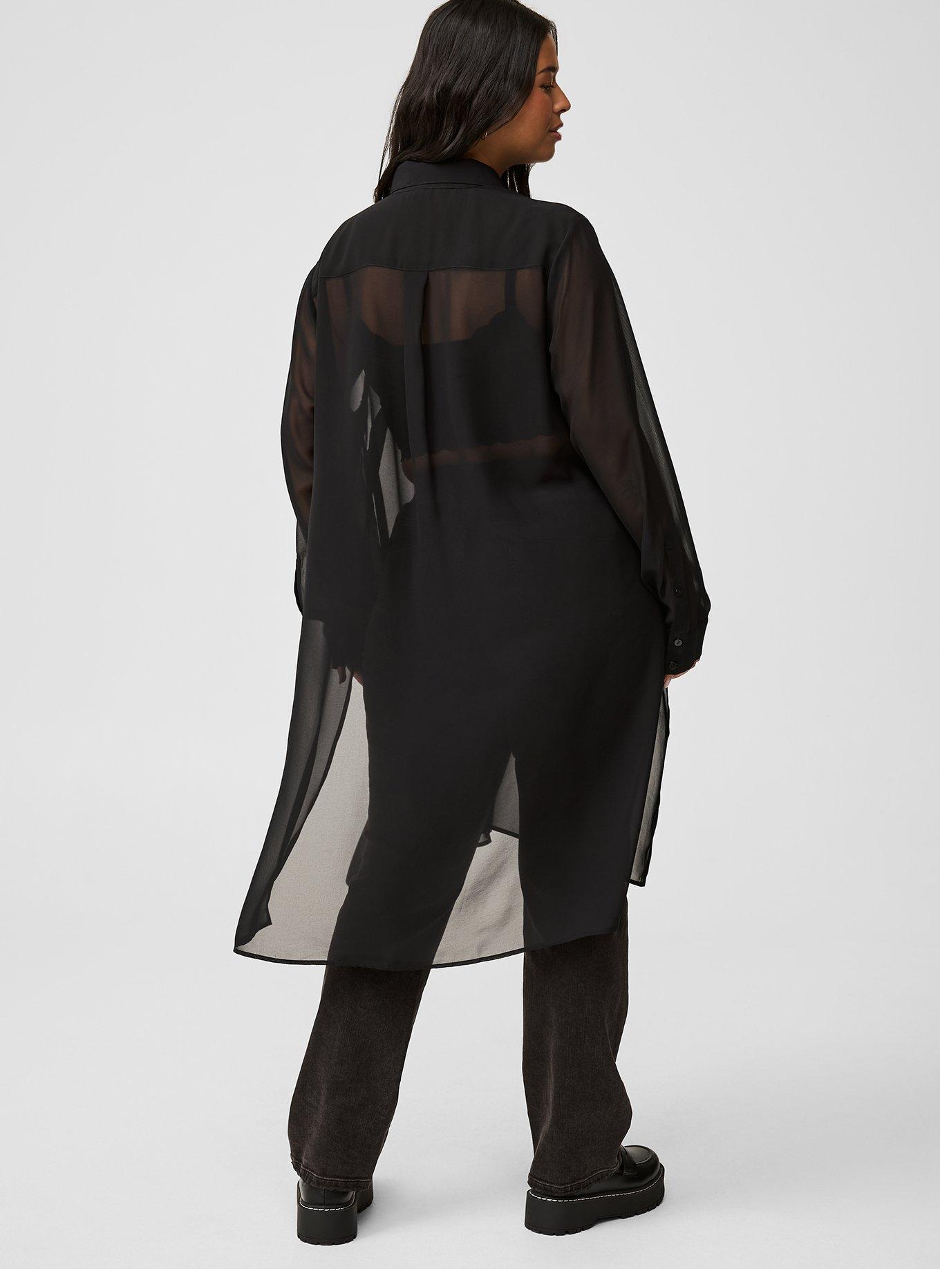 Sheer Long Sleeve Tunic Shirt