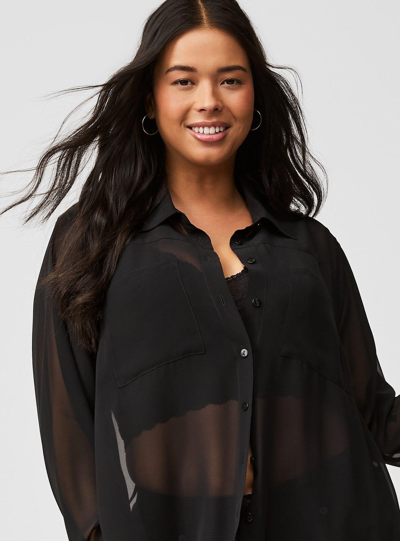 Chiffon Button Up Long Sleeve Tunic