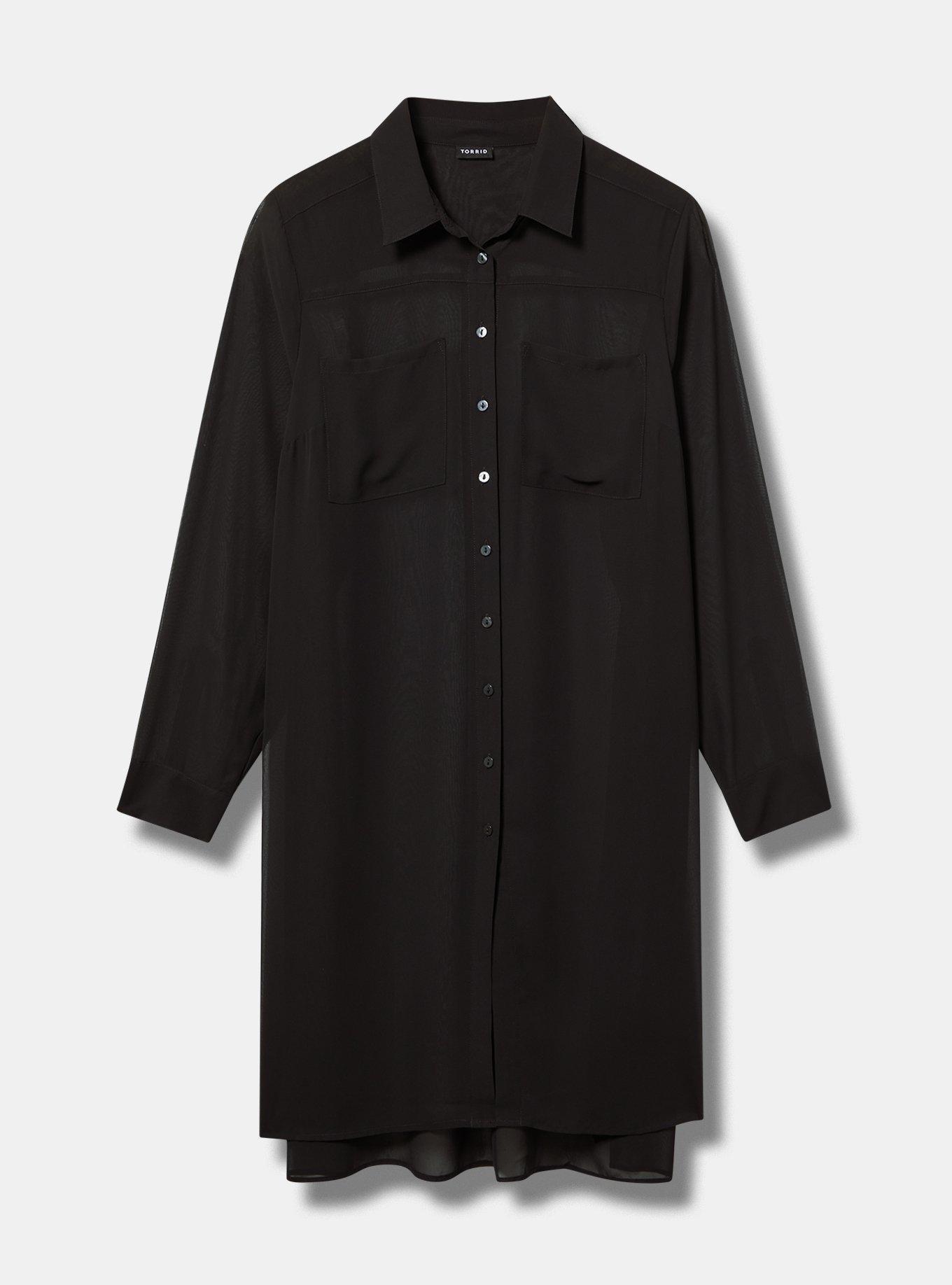 Sheer Long Sleeve Tunic Shirt