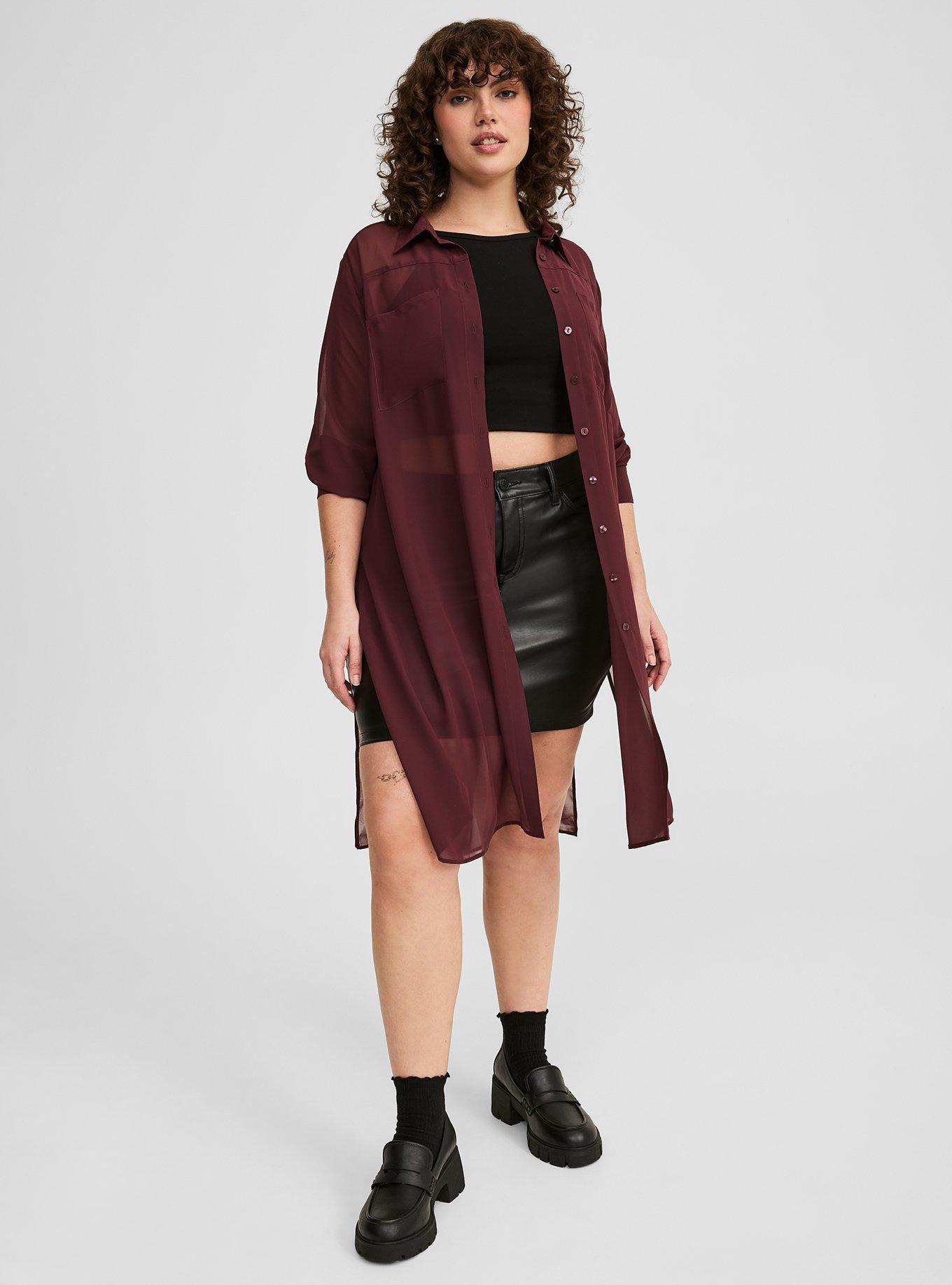 Sheer Long Sleeve Tunic Shirt
