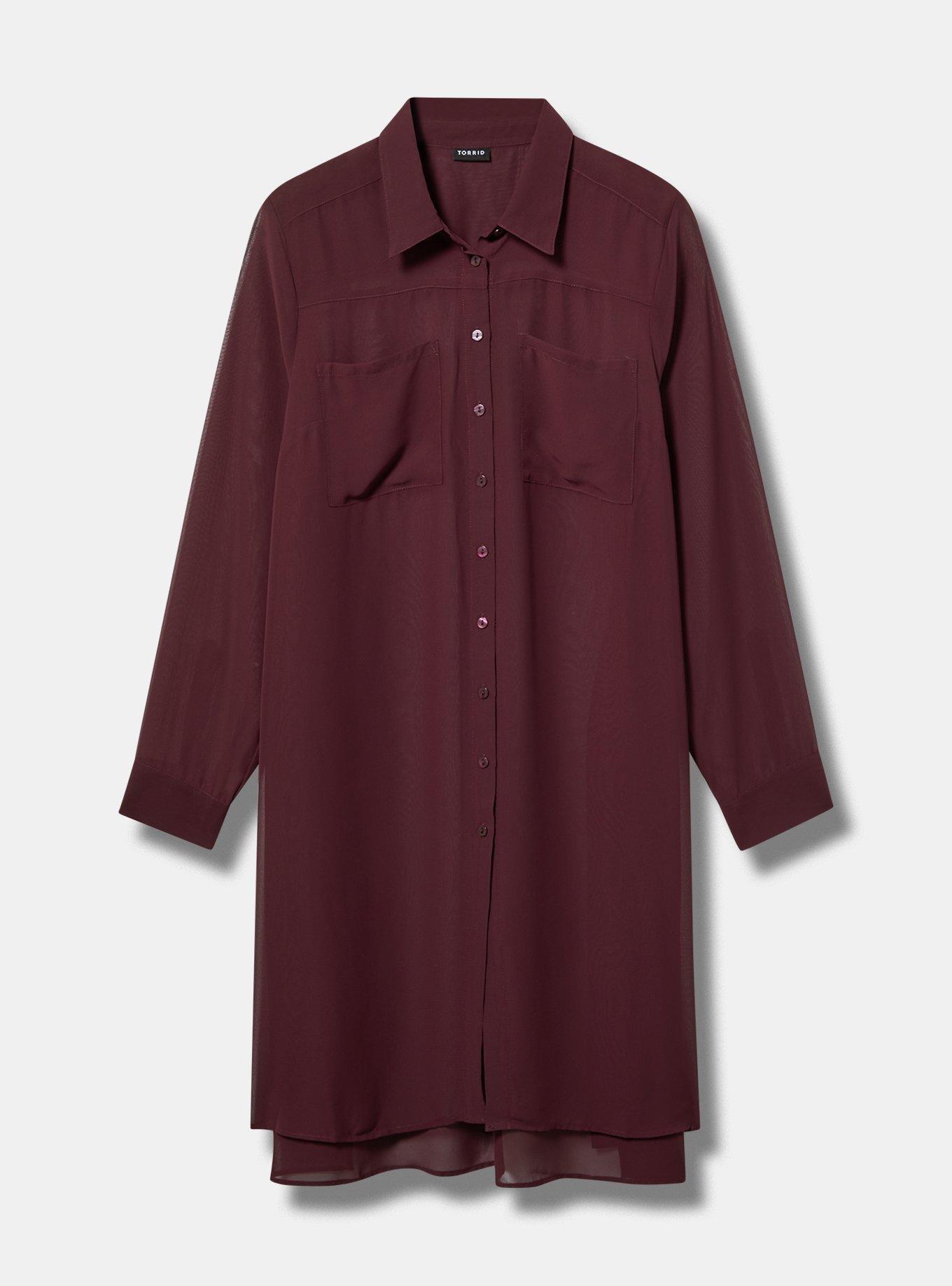 Sheer Long Sleeve Tunic Shirt