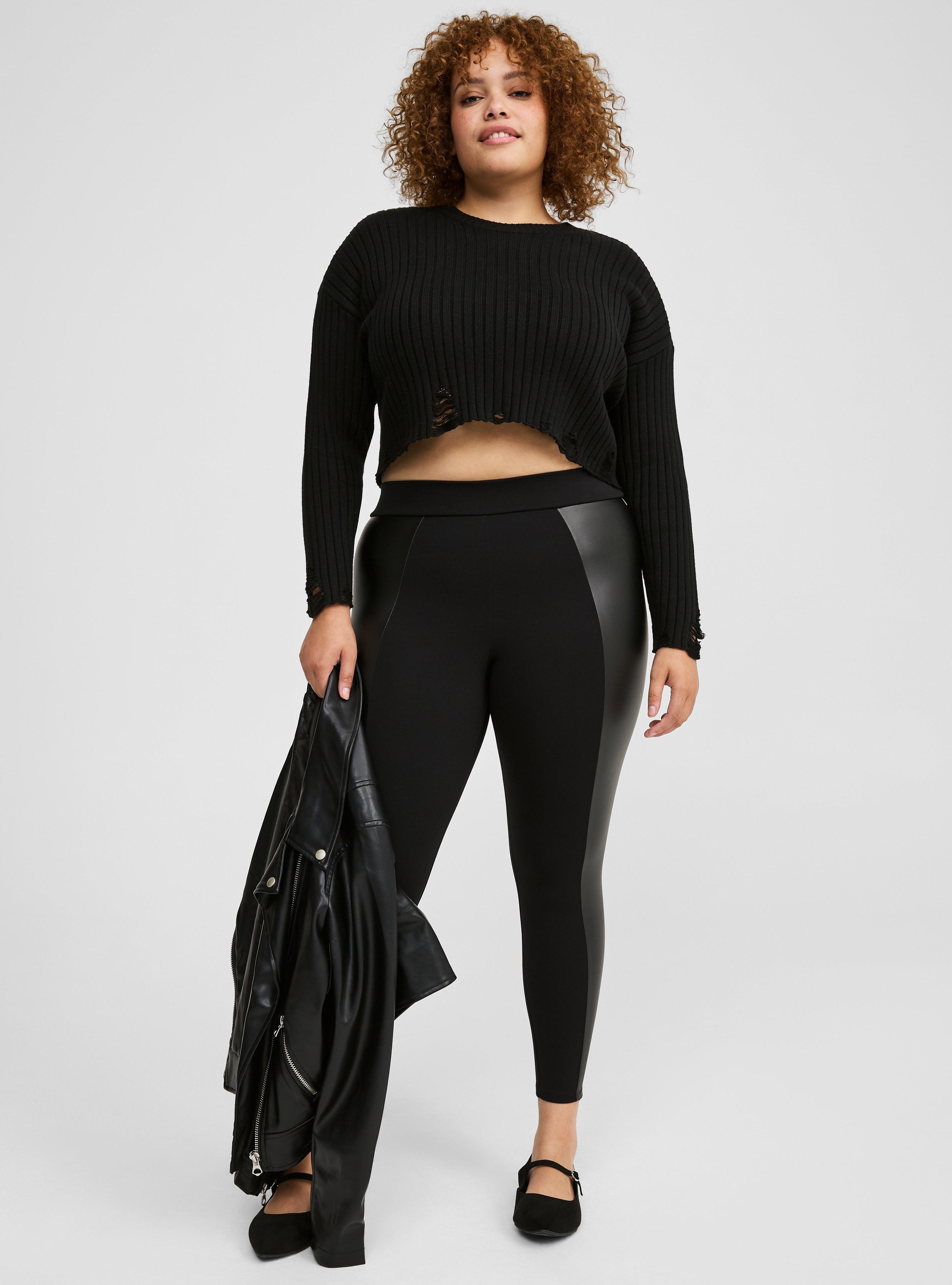 Distressed Crop Sweater, DEEP BLACK, alternate