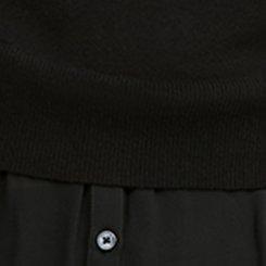 Fitted Crop Chiffon Two-Fer Sweater, DEEP BLACK, swatch