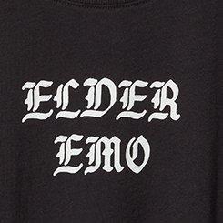 Elder Emo Relaxed Fit Heritage Jersey Crew Tee, DEEP BLACK, swatch