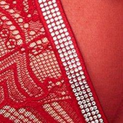 Plus Size Diamante Lace Wireless Bralette, JESTER RED, swatch