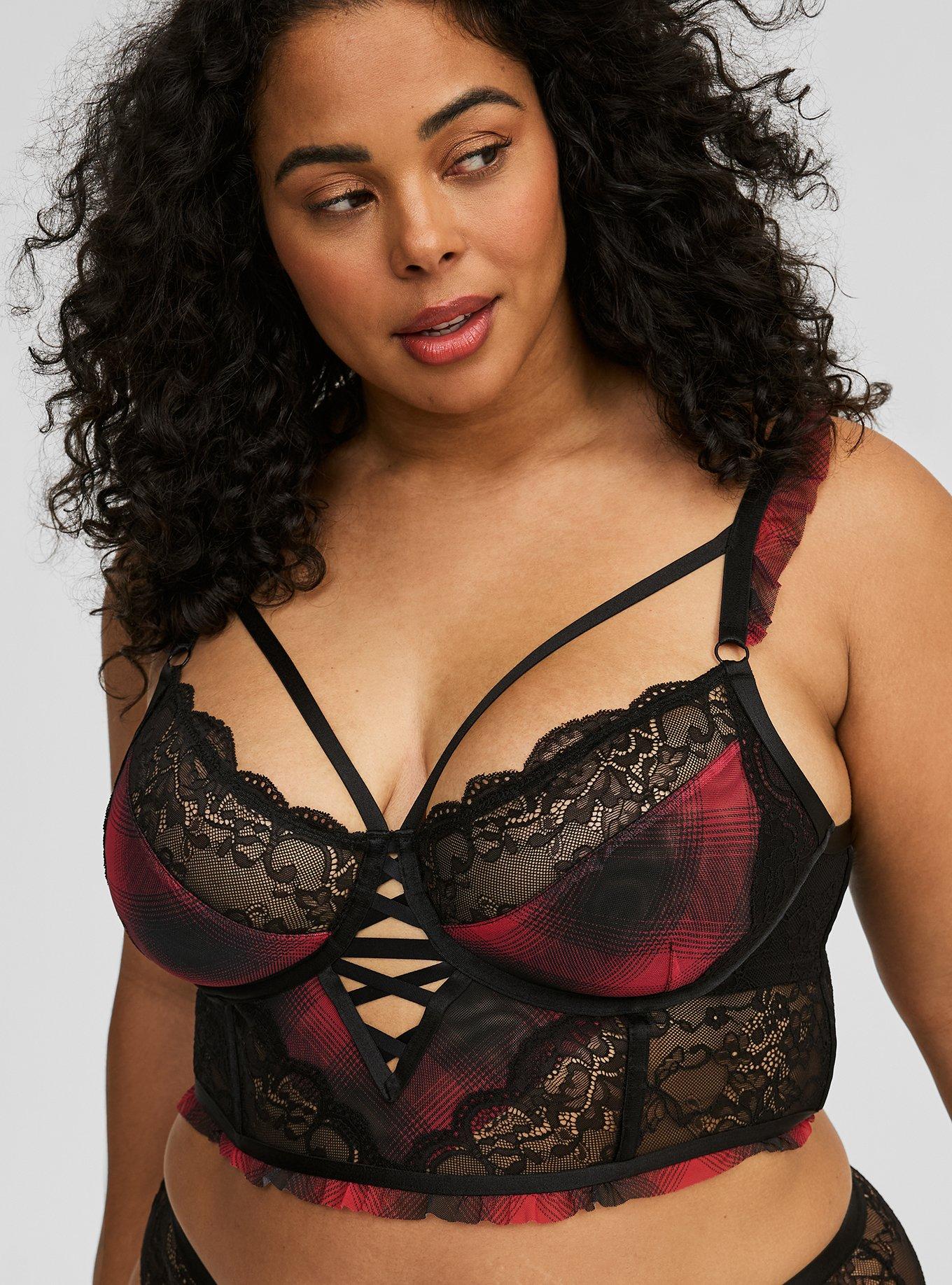 Mesh And Lace Half Cup Underwire Bustier