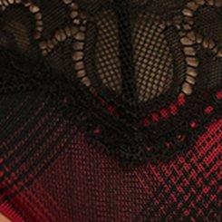 Mesh And Lace Cheeky Panty, DIAGONAL HOLIDAY PLAID JESTER RED, swatch