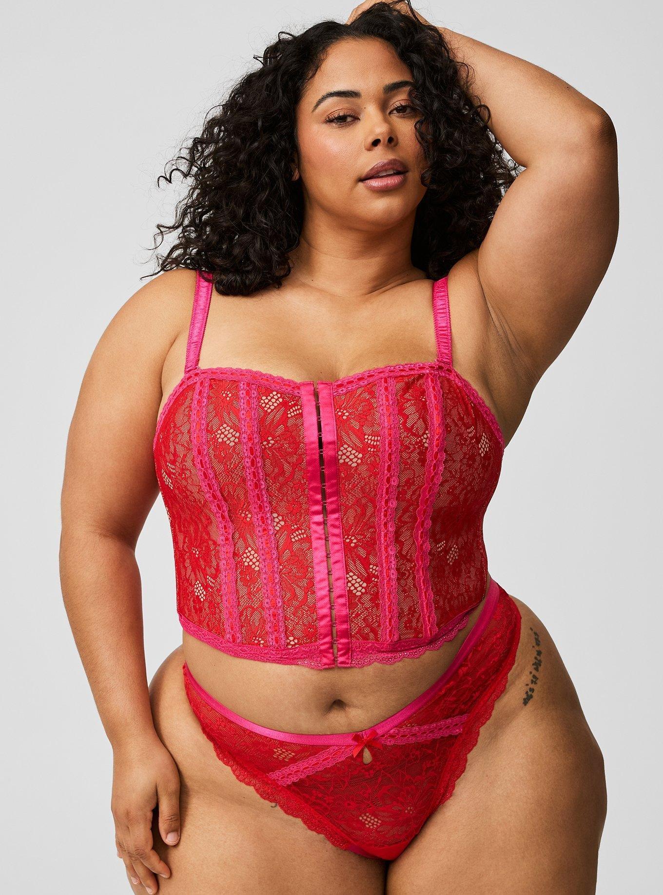 Plus Size Tie Back V-Waist Thong, , hi-res