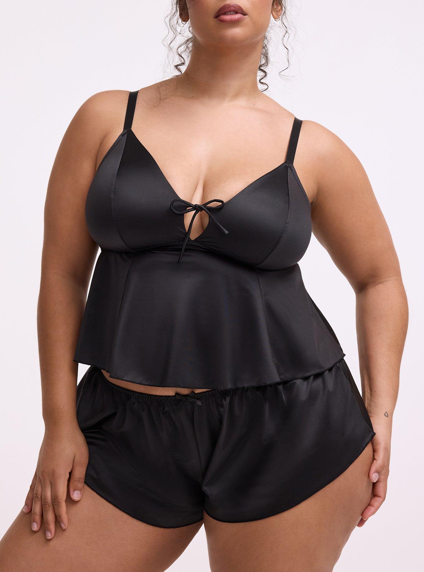 Shine Wire-Free Flounce Lingerie Cami, RICH BLACK, alternate