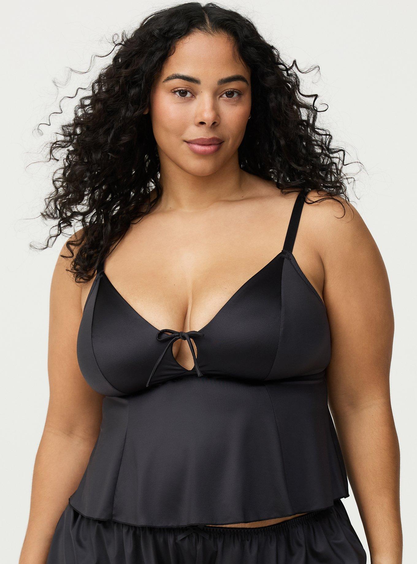 Playful Shine Wire-Free Flounce Cami, RICH BLACK, hi-res