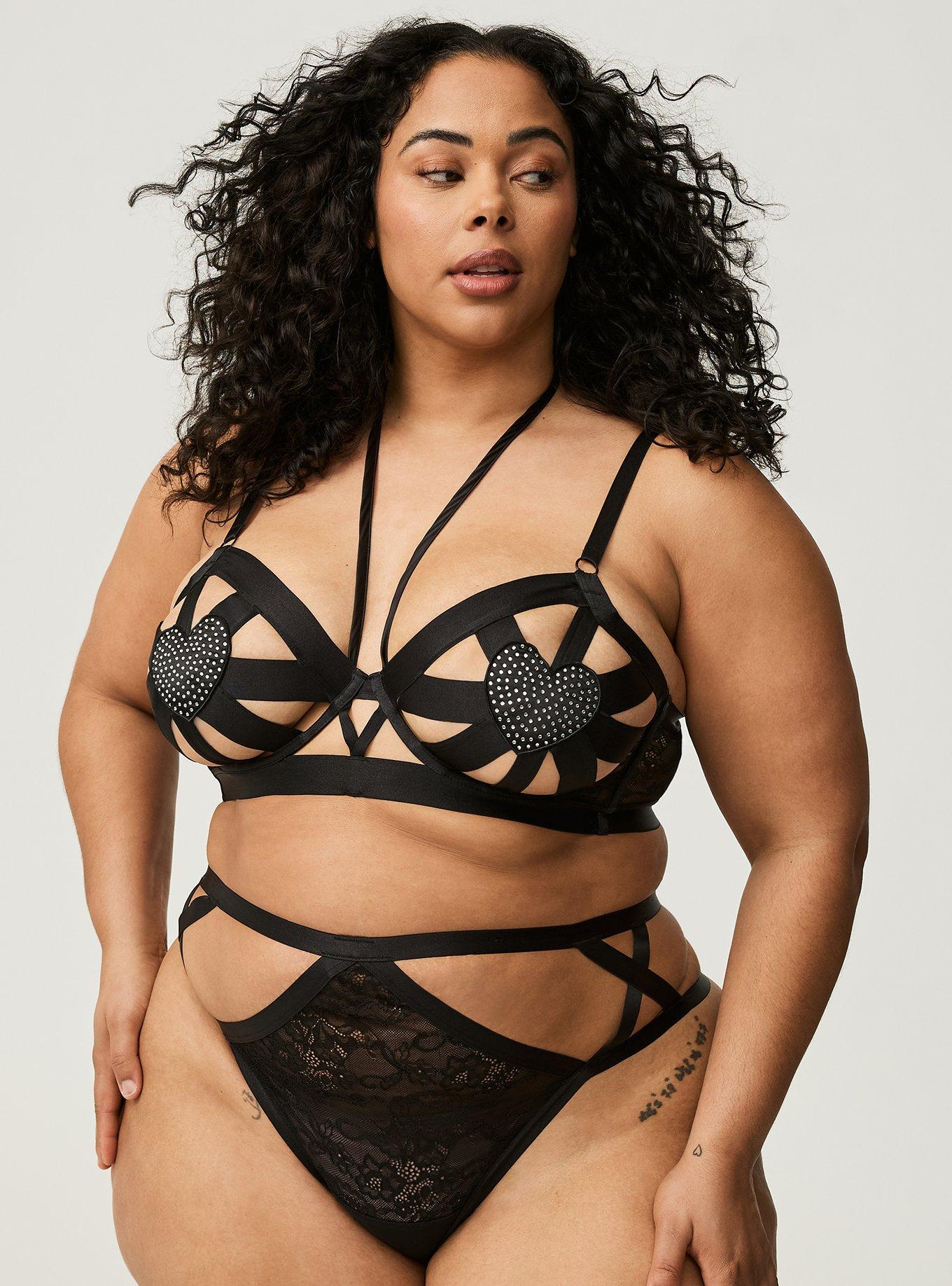 Diamante Hearts Open Cup Bra