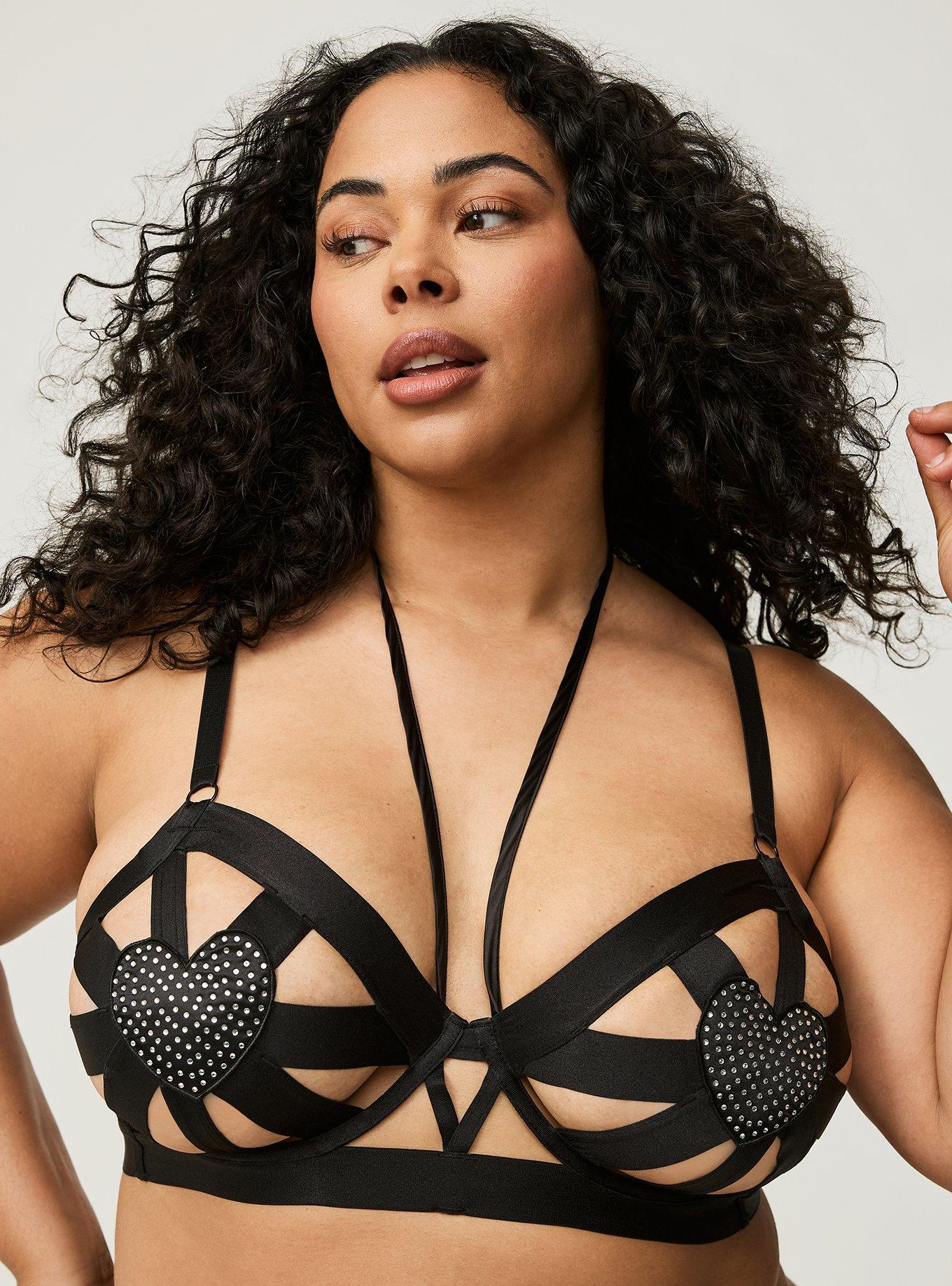 Diamante Hearts Open Cup Bra