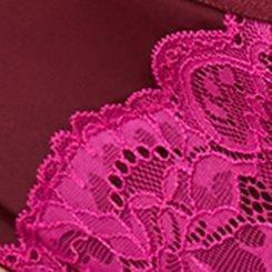 Microfiber & Lace Mid Rise Hipster Panty, MAROON BANNER AND FESTIVAL FUCHSIA, swatch