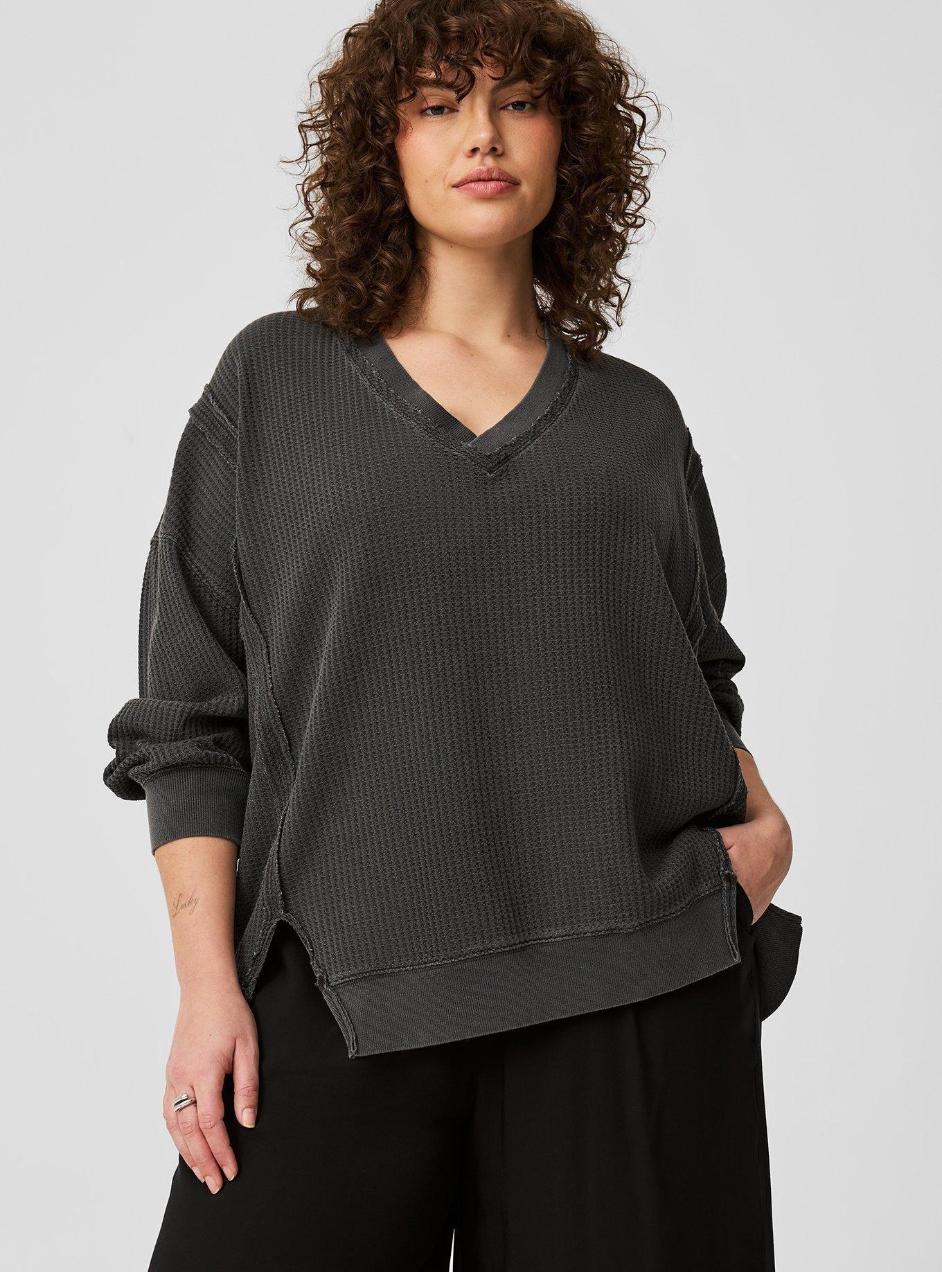 トップス igusa star waffle top Plus Size - Oversized Waffle Top - Torrid